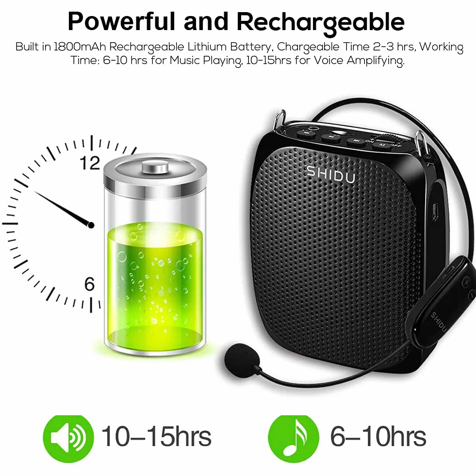 Amplificatore vocale senza fili portatile, mini altoparlante cassa con microfono auricolare ricaricabile amplificatore di voce pa sistema microfono per insegnanti, guide turistiche, allenatori,scuola