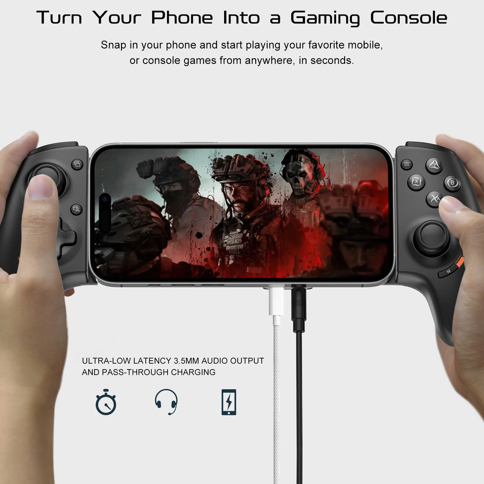 Joso Controller per iPhone 15/16 e Android (USB-C), controller di gioco remoto per console PS5/PS4/Xbox, Joysticks Effetto Hall, 2 pulsanti mappabili, jack audio da 3,5 mm