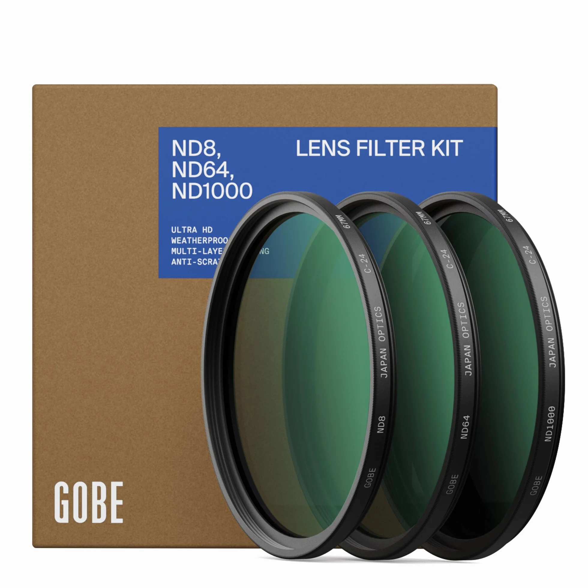 Gobe - Kit filtri per obiettivi 82 mm ND8, ND64, ND1000