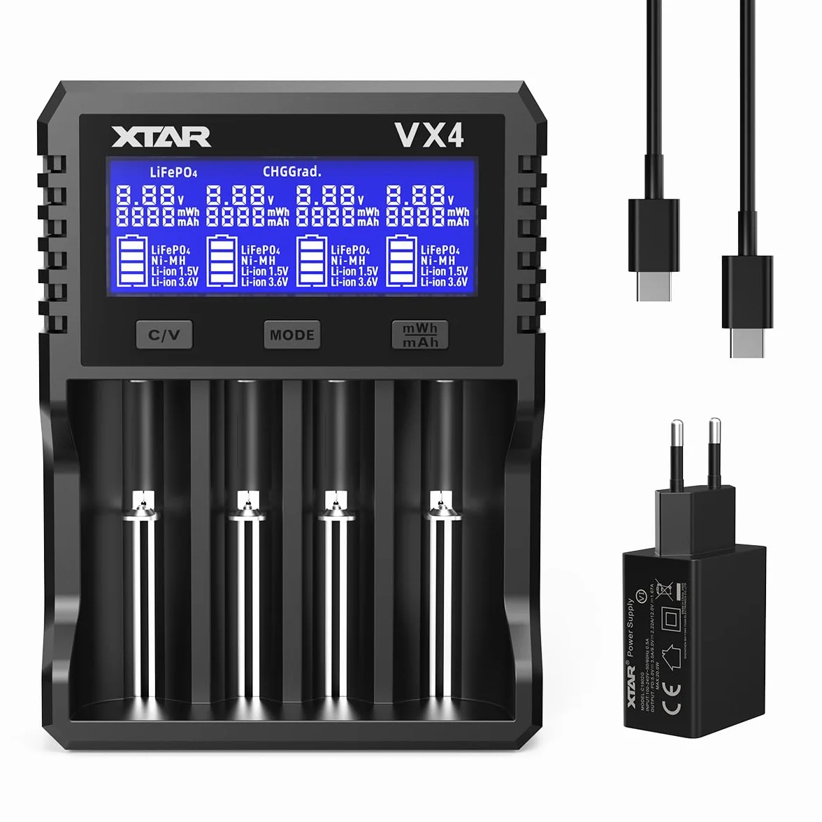Xtar VX4 Ładowarka i tester pojemności Li-ION LiFePO4 NI-MH 1,2-3,7 V