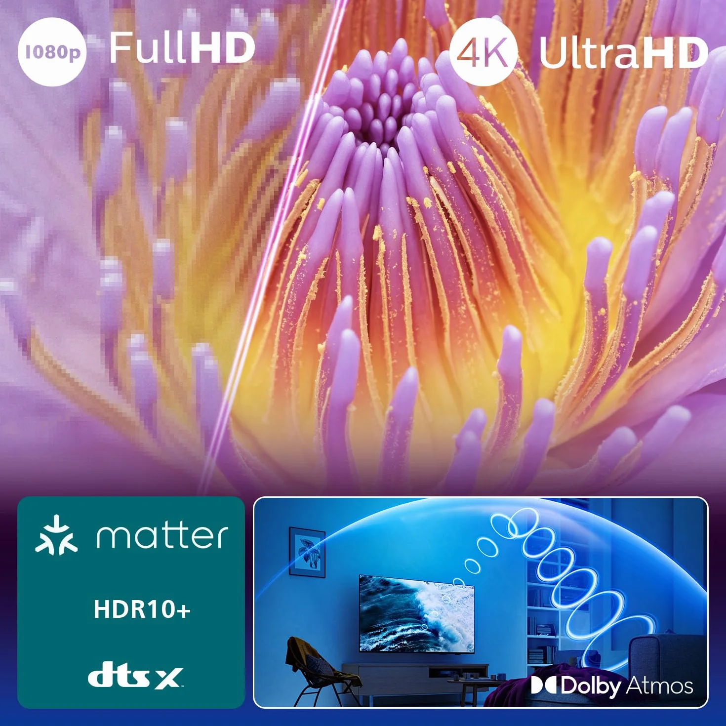 PHILIPS 50PUS7000 4K LED Smart TV 50 pollici Titan OS Pixel Precise Ultra HD Dolby Atmos