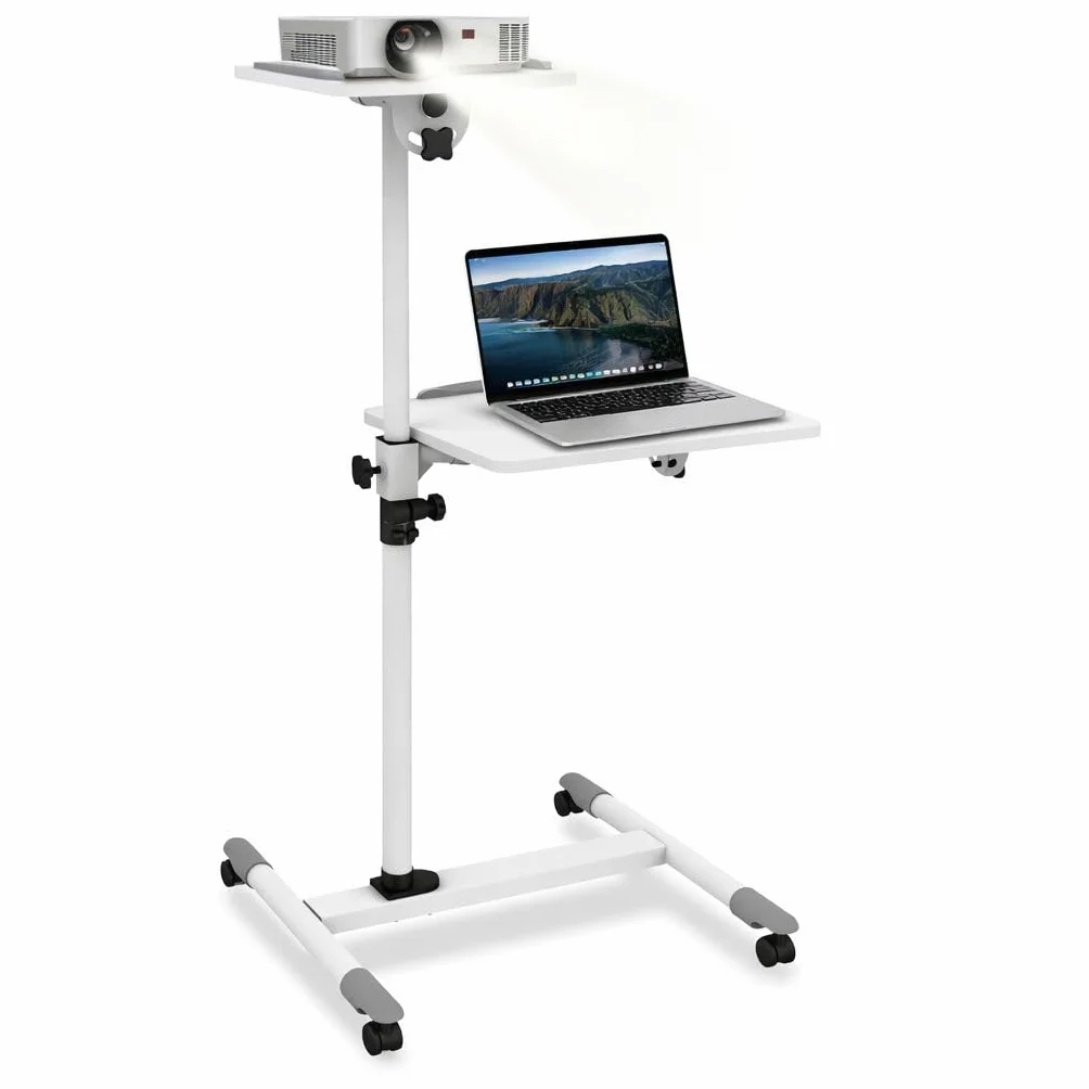 Techly 309593 Carrello Supporto per Proiettore Beamer Notebook PC Ripiani Regolabili Bianco