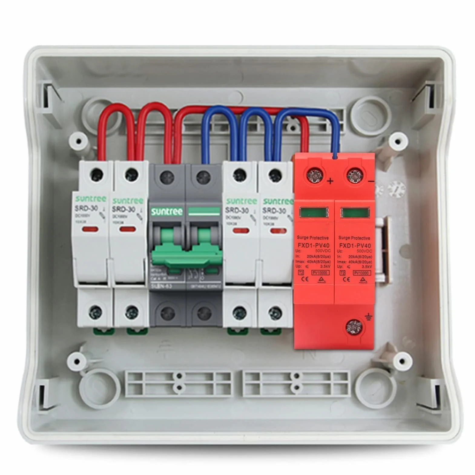Agatige 2 Pezzi Dispositivi di Protezione Contro Le sovratensioni, 2P 40KA DC Fotovoltaico Protettore Flash Arrester, DC 1000V
