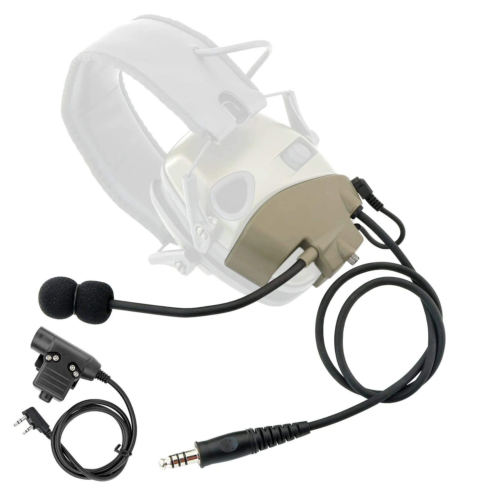 Microfono e PTT per cuffie Howard Leight Impact Sport con cancellazione del rumore Airsoft (Tan)