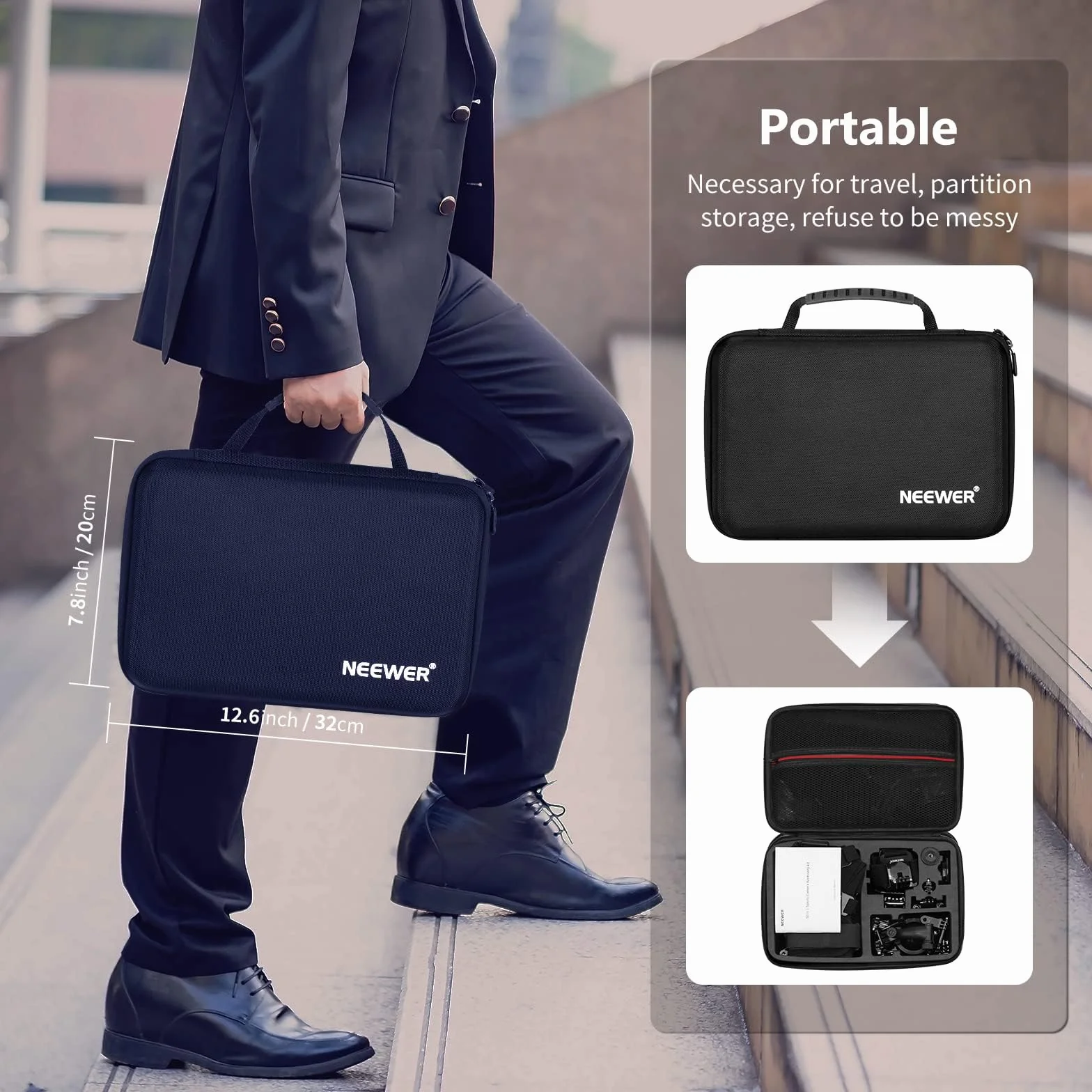 NEEWER Kit di Accessori per Action Cam 50 in 1 Compatibile con GoPro Hero 12 11 10 9 DJI OSMO 4 3 2 Insta360 X3 X2 GO 3 SJCAM DBPOWER HEAD VicTsing APEMAN WiMiUS QUMOX Lightdow Campark Sony Sports DV
