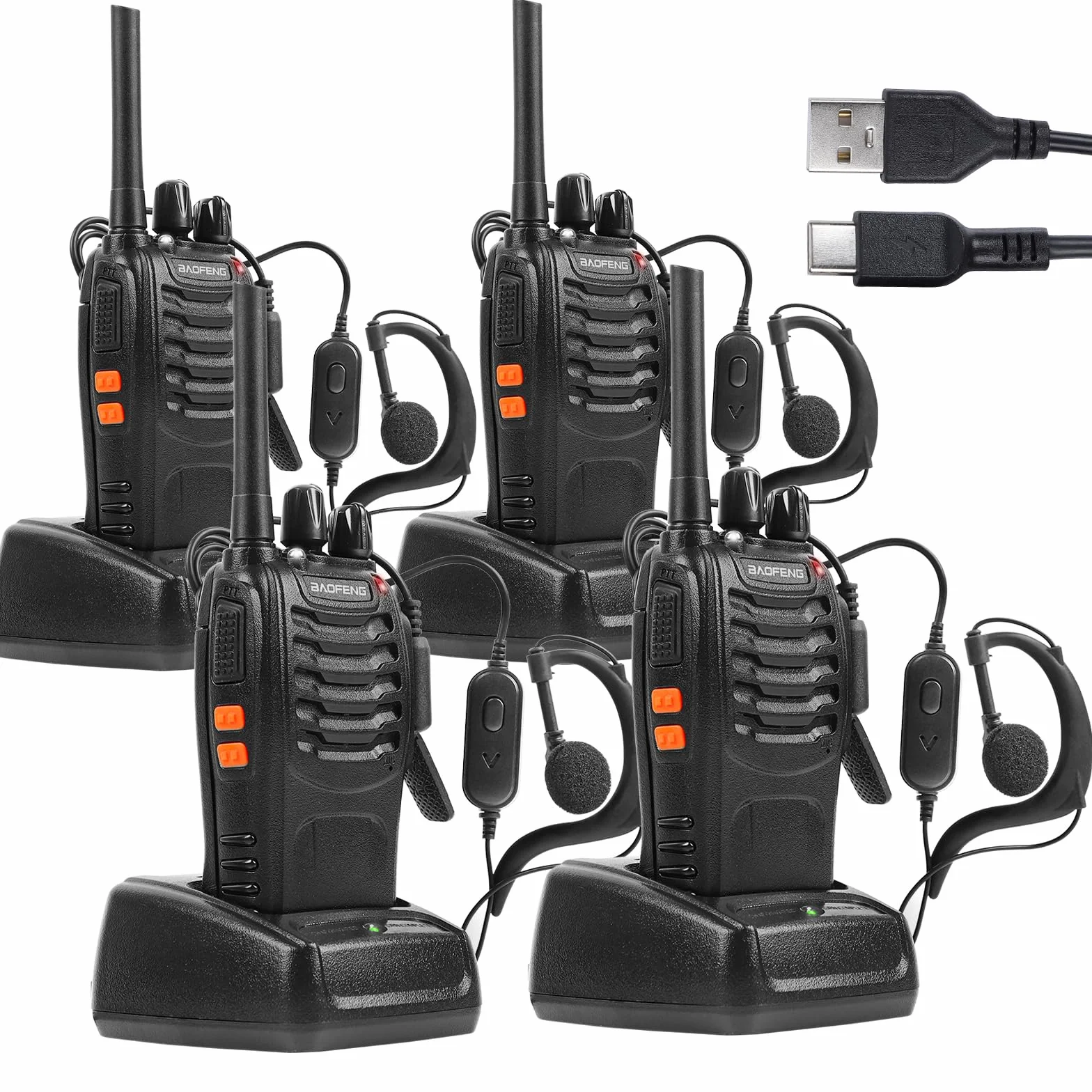 Walkie-Talkie PMR446 Ricaricabile Lunga Distanza 16 Canali VOX CTCSS/DCS Radio FM Ricetrasmettitore Portatile Walkie Talkie Professionali Con Auricolare