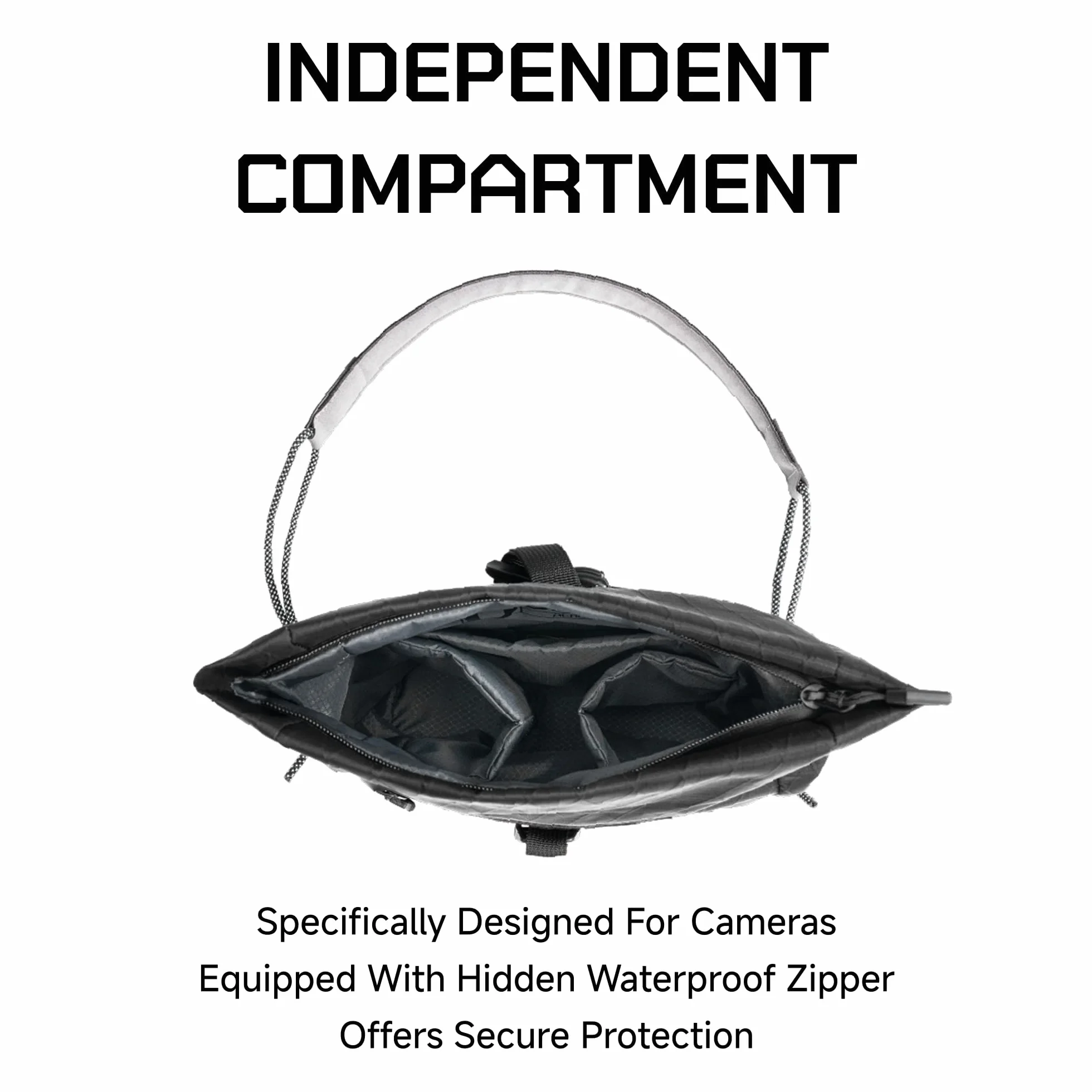 VSGO Techwear - Borsa a tracolla per fotocamera da uomo, 3 l, impermeabile, con punti modulari e tasca nascosta, Nero, 3L