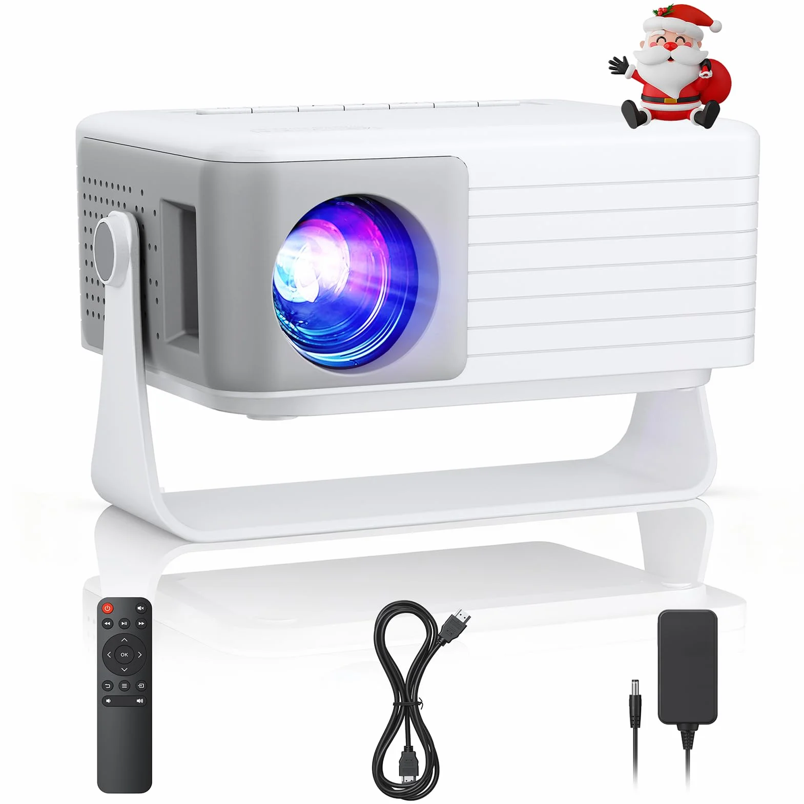 AKIYO O1 Proiettore Portatile 15000 Lumens, 4K Supporto Full HD 1080P, Auto Keystone, Rotabile 360°, per Phone/TV Stick/HDMI/USB/TF