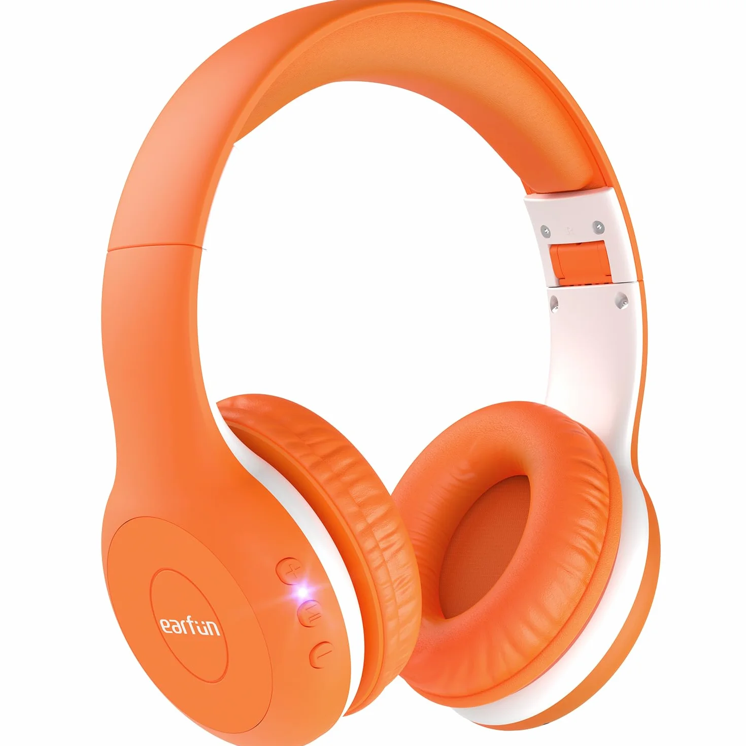 EarFun K2 Cuffie Bluetooth Bambini, Cuffie Wireless e Cablato, Limitatore Volume Sicuro 85/94 dB, 40 Ore Autonomia, Over-Ear Pieghevoli e Regolabili per Scuola/Tablet/Viaggio, Bluetooth 5.4, Arancione