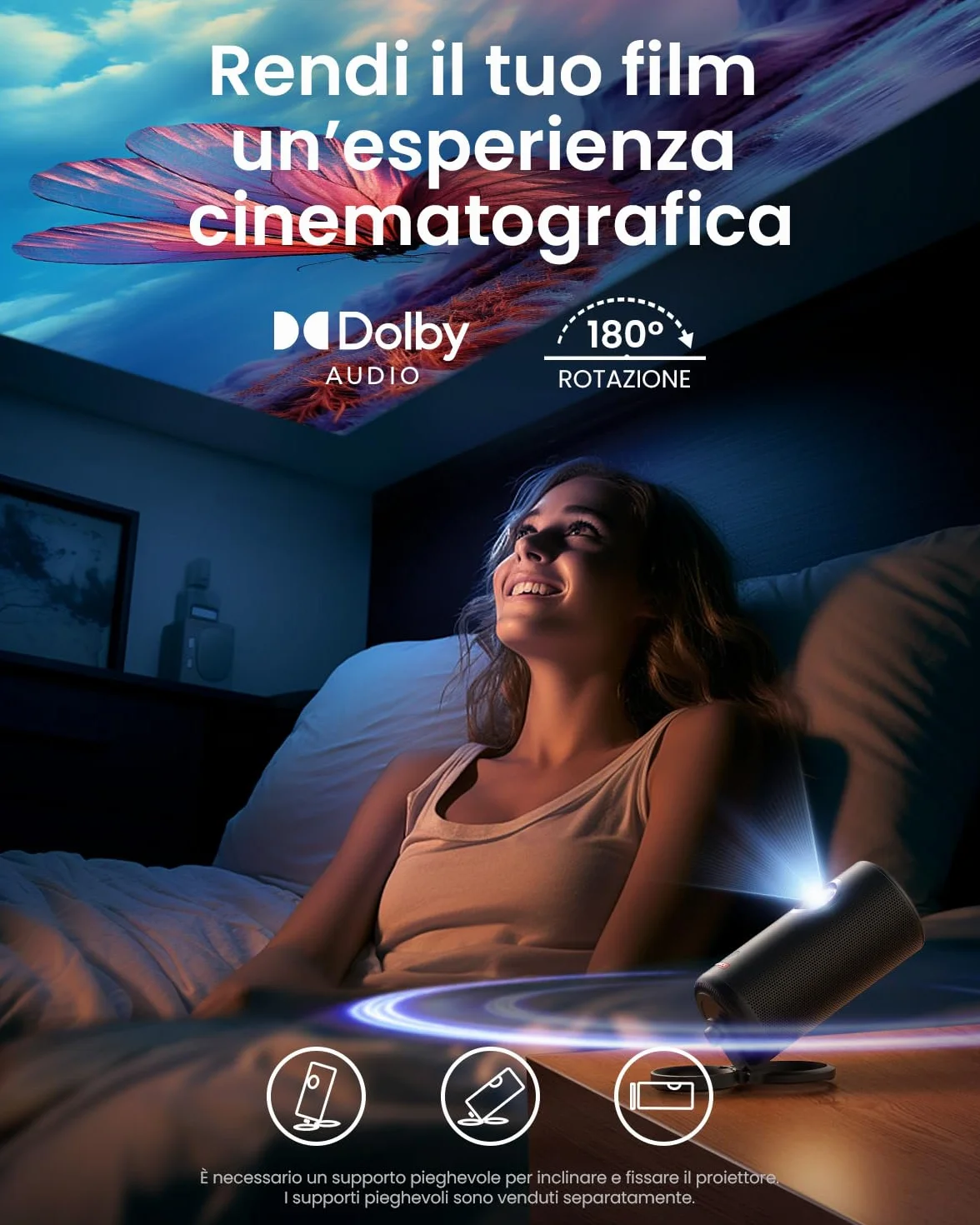 NEBULA Anker Capsule 3 Laser Mini proiettore Portatile per Esterni con Wi-Fi e Smart TV, connessione a Google TV e Netflix, Dolby Digital, Immagine Fino a 3m, 2.5 Ore