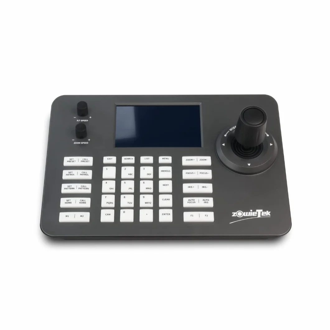 Tastiera IP PTZ Zowietek di nuova generazione | Controllore di rete | Joystick 4D con POE | Schermo LCD da 5 pollici | Decodifica H.264 e H.265 | Compatibile con telecamera IP di sicurezza dome