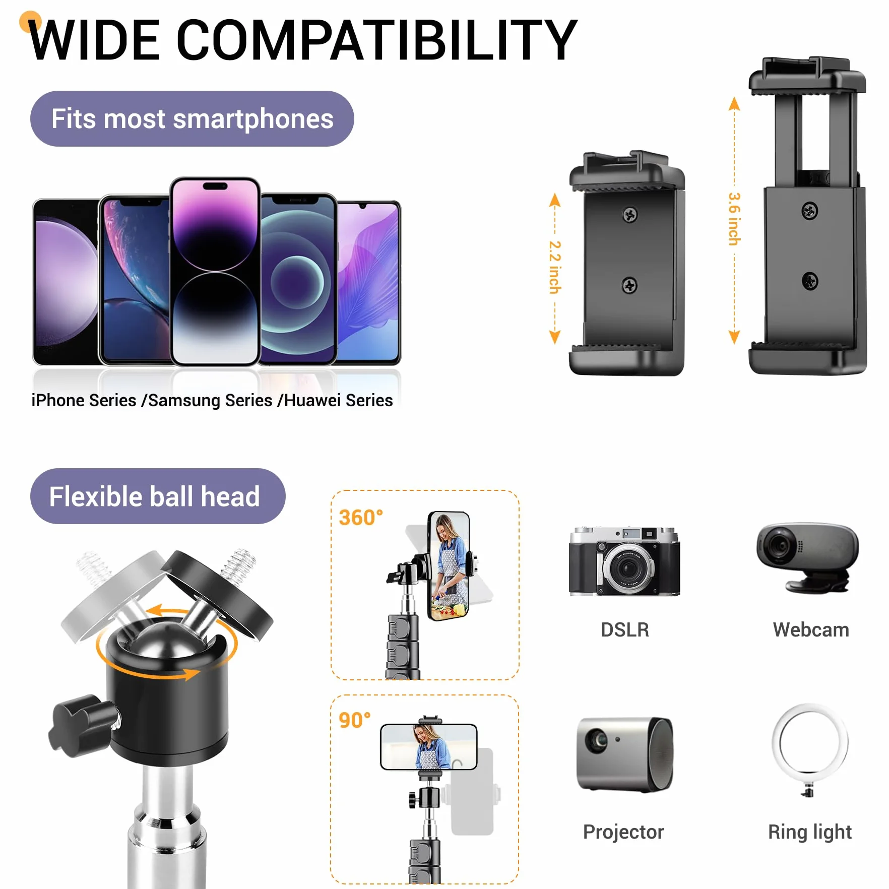 Victiv 224cm Treppiede Smartphone, Cavalletto per Smartphone con 35cm Collo D'oca & Telecomando, Tre Piedi per Telefono, Alluminio Treppiede Fotocamera Treppiedi per iPhone 17/16/15/14/13/12 Pro Max