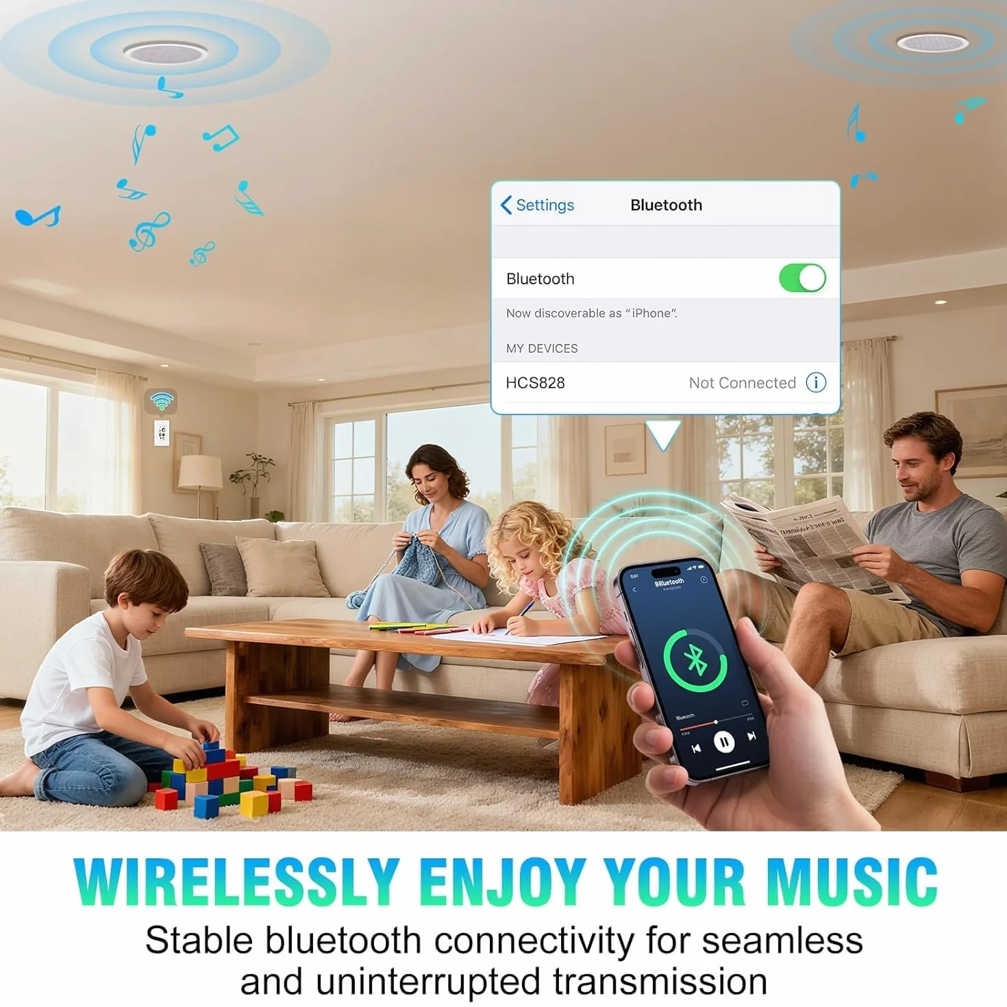 STUDIOFINIX Altoparlanti Bluetooth da incasso da soffitto da 16,5 cm, 300 W, sistema di altoparlanti da incasso, adatti per interni, cucina, home theater, camera da letto, ufficio, patio coperto (2