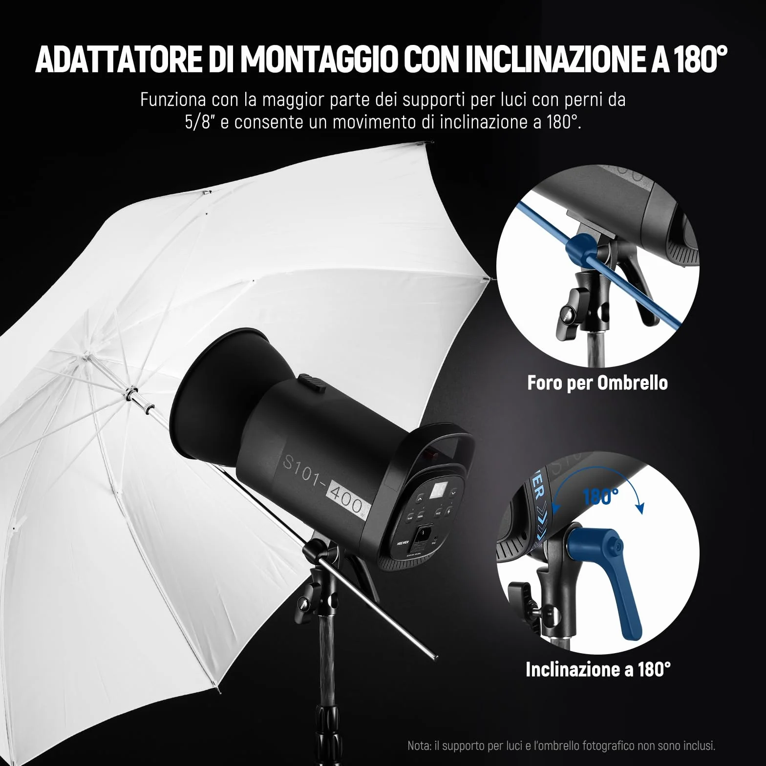 NEEWER Kit Flash Monoluce da Studio 800W (2pz), Luce Strobo S101-400W 5600K con Lampada Pilota 150W/Attacco Bowens/Softbox/Stativo/Riflettore/Trigger RT-16/Borsa per la Fotografia di Prodotti Ritratti