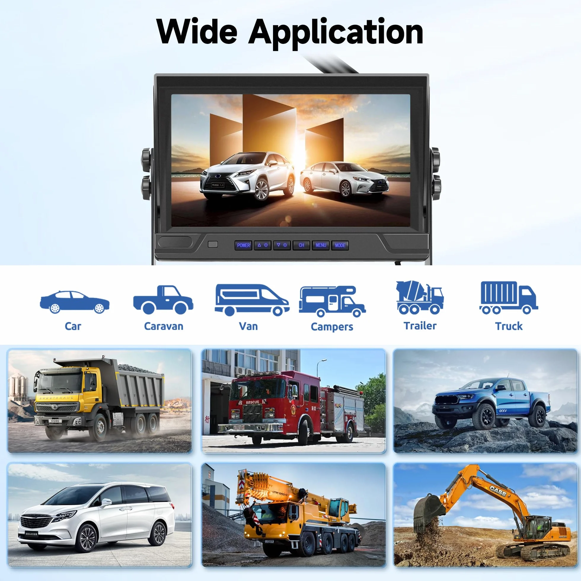 Wireless Digitale Telecamera Posteriore 2 Camera Kit con 9 Pollici IPS Monitor, Telecamera Posteriore IP68 Impermeabile, Visione Notturna, Image Flip, BSD, Loop Video, per Camion/Rimorchi/Camper/Bus