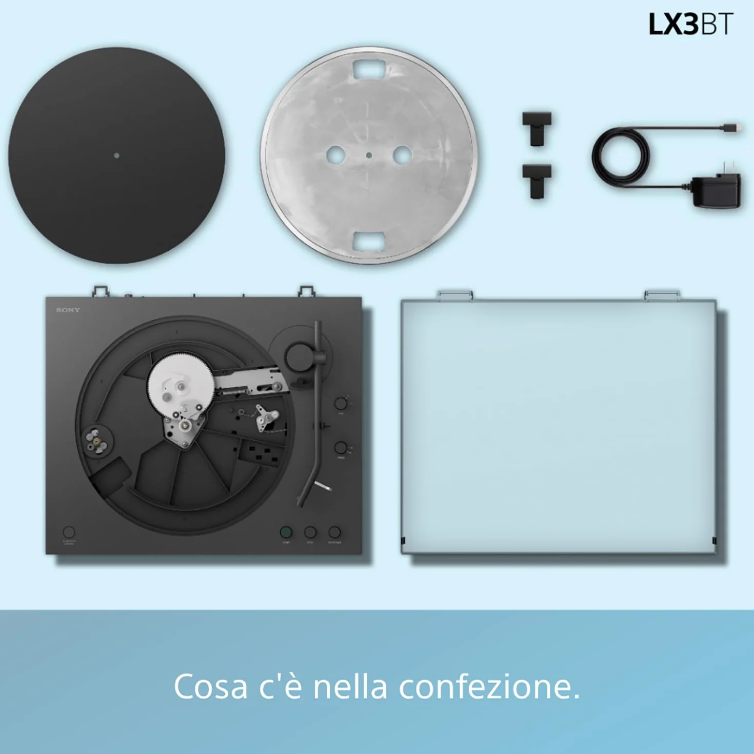 Sony PS-LX3BT giradischi wireless Bluetooth audio Hi-Res trasmissione a cinghia preamplificatore phono 2 velocità coperchio antipolvere