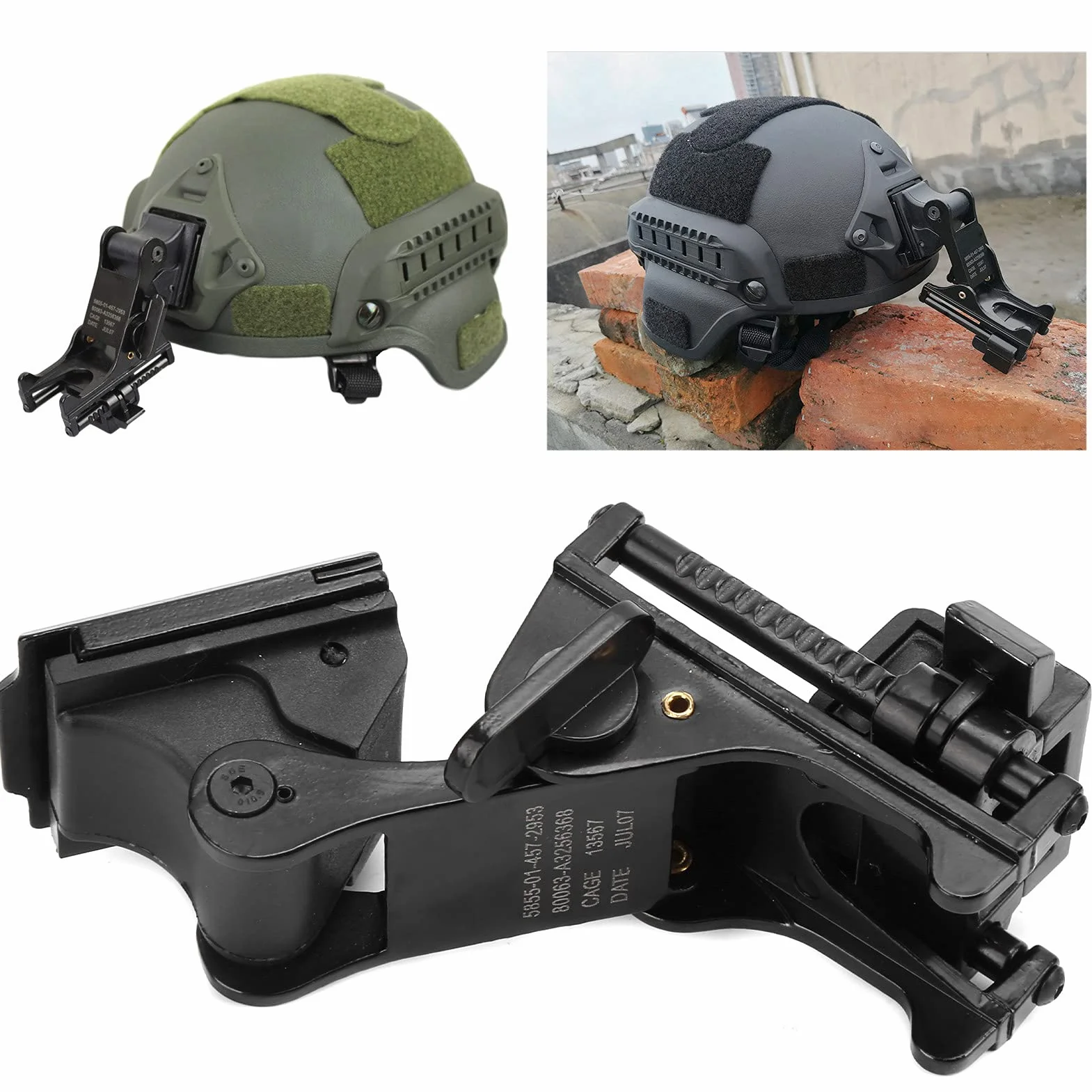 Topyond Visore Notturno Supporto, Adattatore Elmetto Visore, Supporto Adattatore per Casco M88 con Dumper Migliorato, Staffa NVG per Visione Notturna PVS14, Accessori per Casco