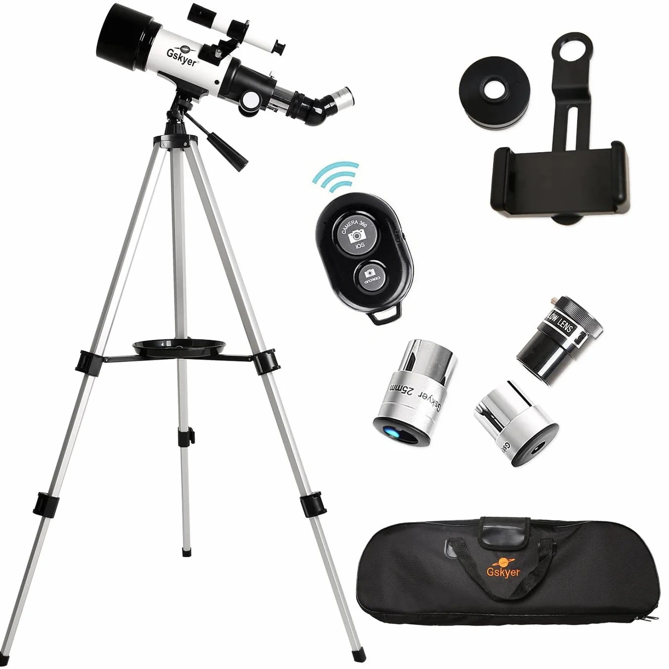Gskyer Telescopio, apertura 70 mm, 400 AZ, rifrazione astronomica per bambini e principianti telescopio da viaggio adulto D-70400