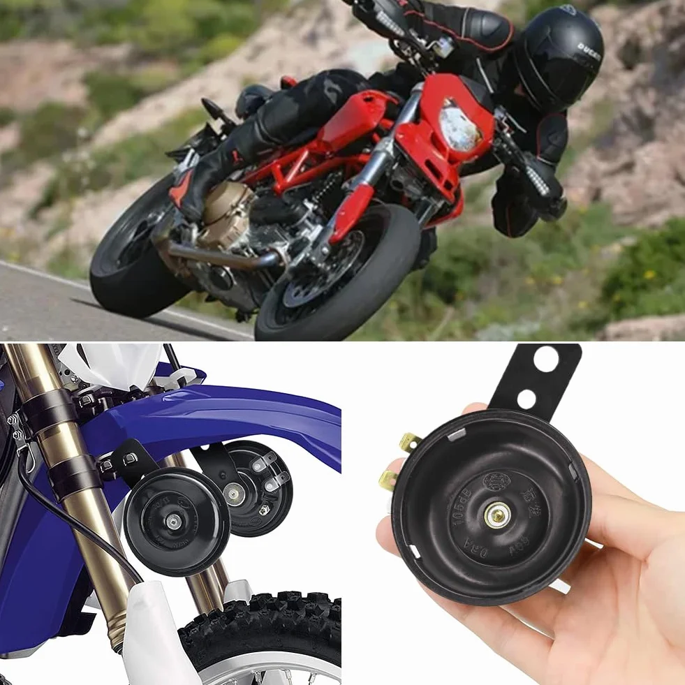 Clacson Moto 12V Potente, Tromba per Auto e Triciclo, 1 Pezzo Nero