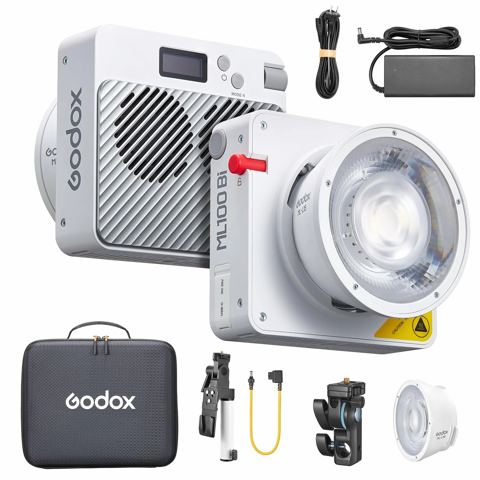 Godox ML100Bi Kit2 Luce video LED tascabile 120W Luce di riempimento bicolore per fotografia 2800K-6500K CRI97+ TLCI98+ Controllo APP 11 Effetti di luce Supporto Godox