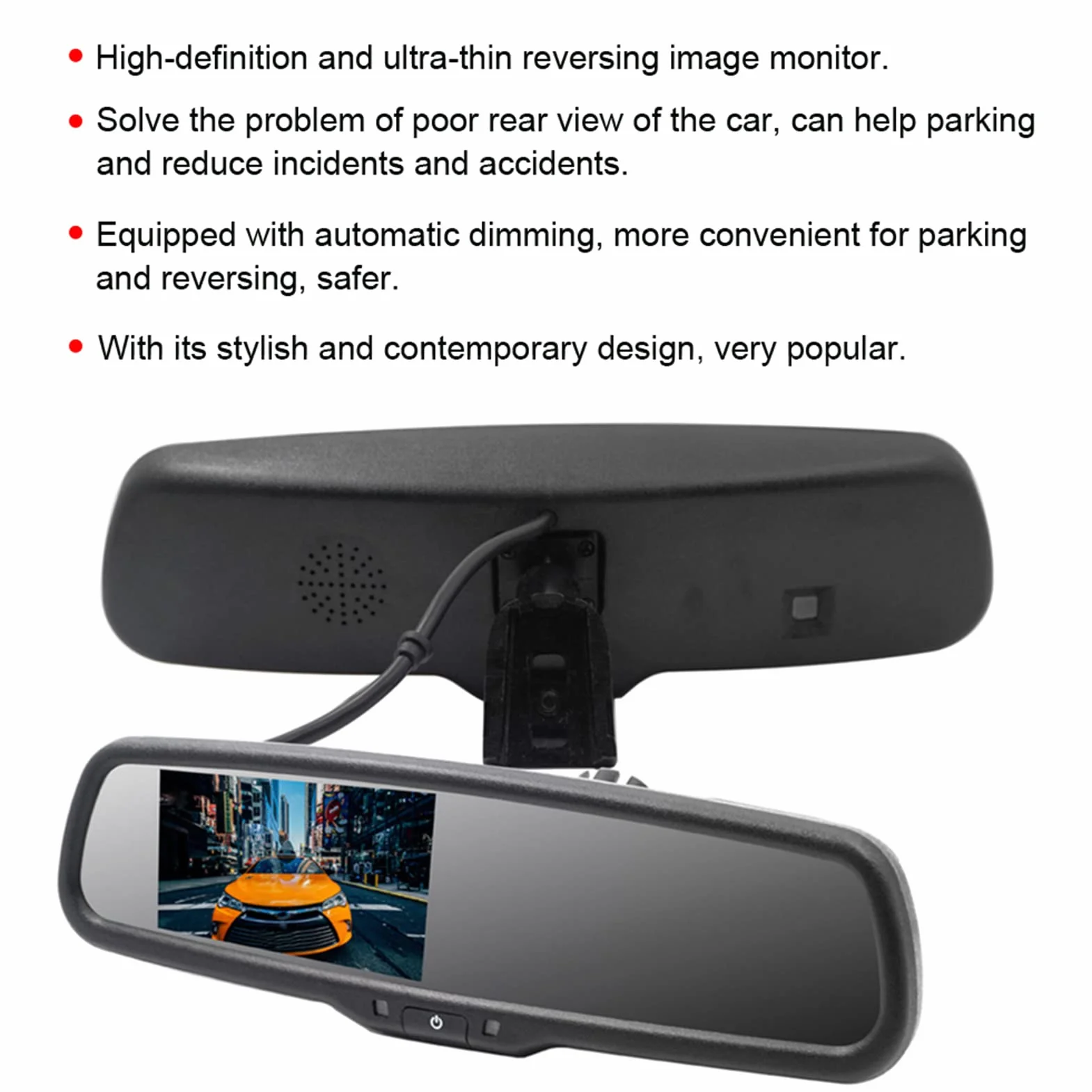 Monitor per Specchietto Retrovisore per Auto da 4,3 Pollici, Immagine di Retromarcia HD con Oscuramento Automatico con Staffa, per la Sicurezza del Parcheggio