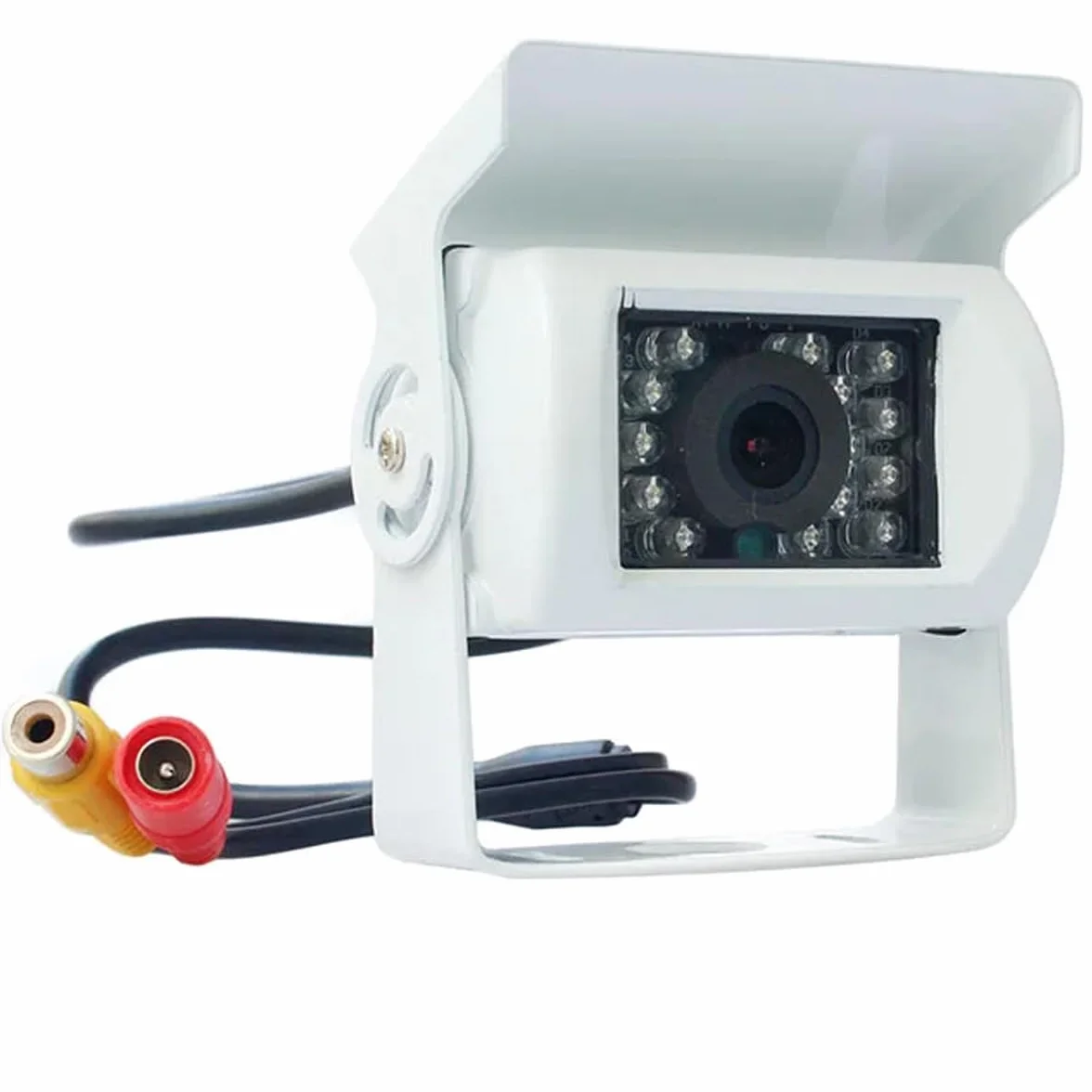 Telecamera di Retromarcia HD Bianca per Furgoni, Auto, Camion e Autobus, Visione Notturna IR 18 LED, Impermeabile, con Cavo AV 15M, 12V-24V, Sistema di Parcheggio Assistito