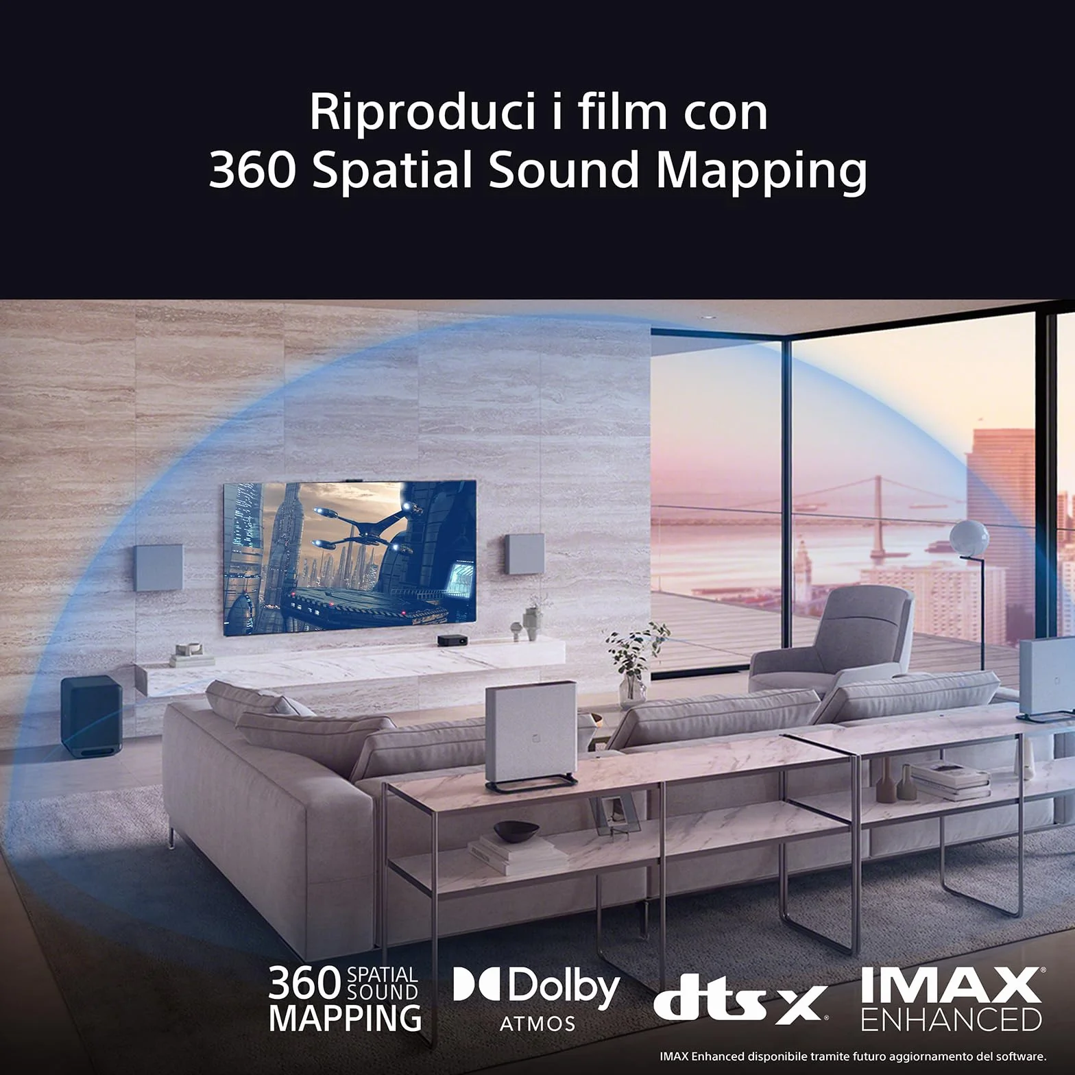 Sony BRAVIA Theatre Quad – Dolby Atmos®, Home Theatre 4 Speaker System per TV, DTS:X, Wi-Fi®, Bluetooth®, 360 Spatial Sound Mapping, Hi Res Audio, grigio, HT-A9M2