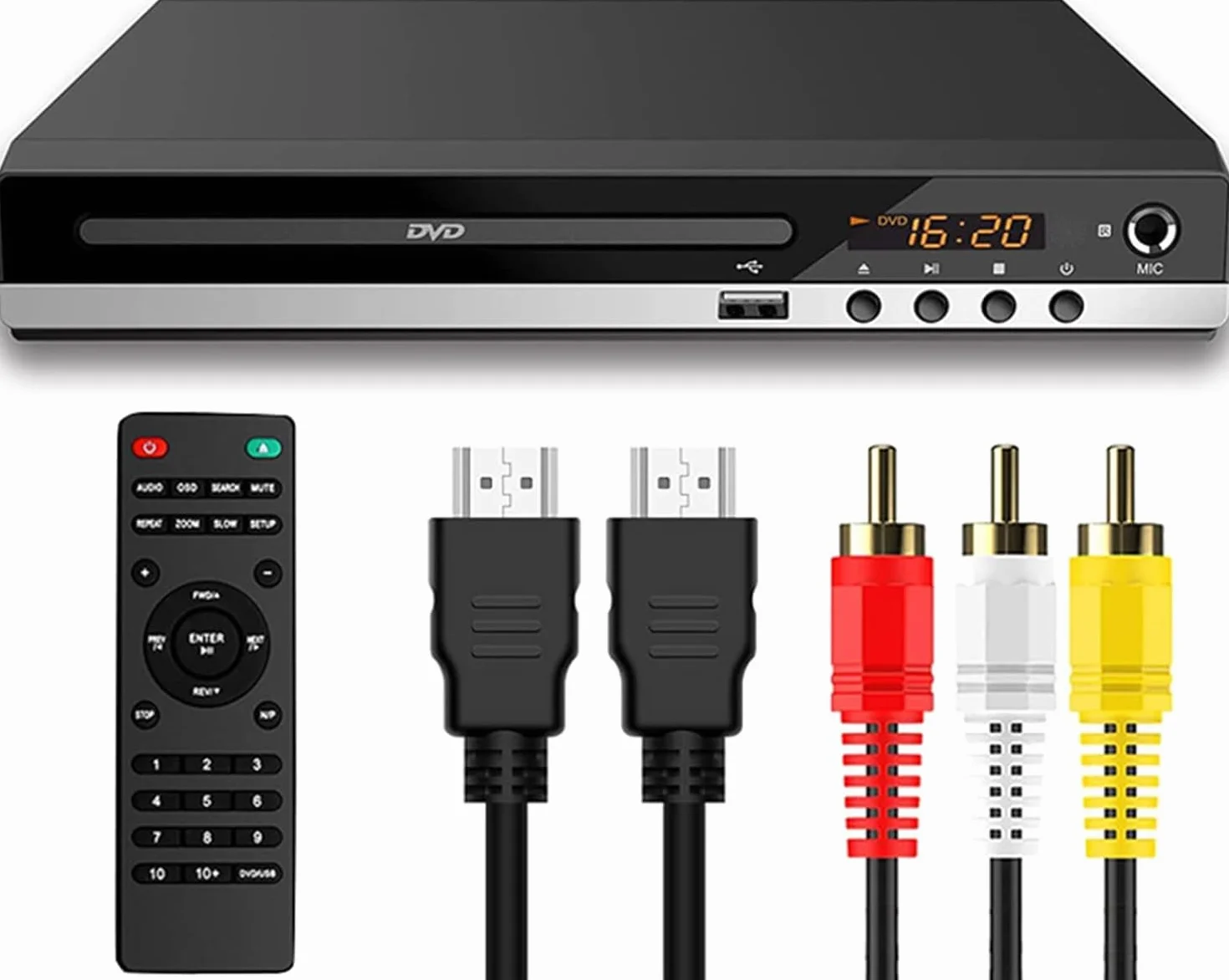 Lettore DVD per TV, Lettori per TV 1080P HD con Connettività HDMI RCA e AV, Region Free Connessione, supporto ingresso scheda USB, Dolby Digital