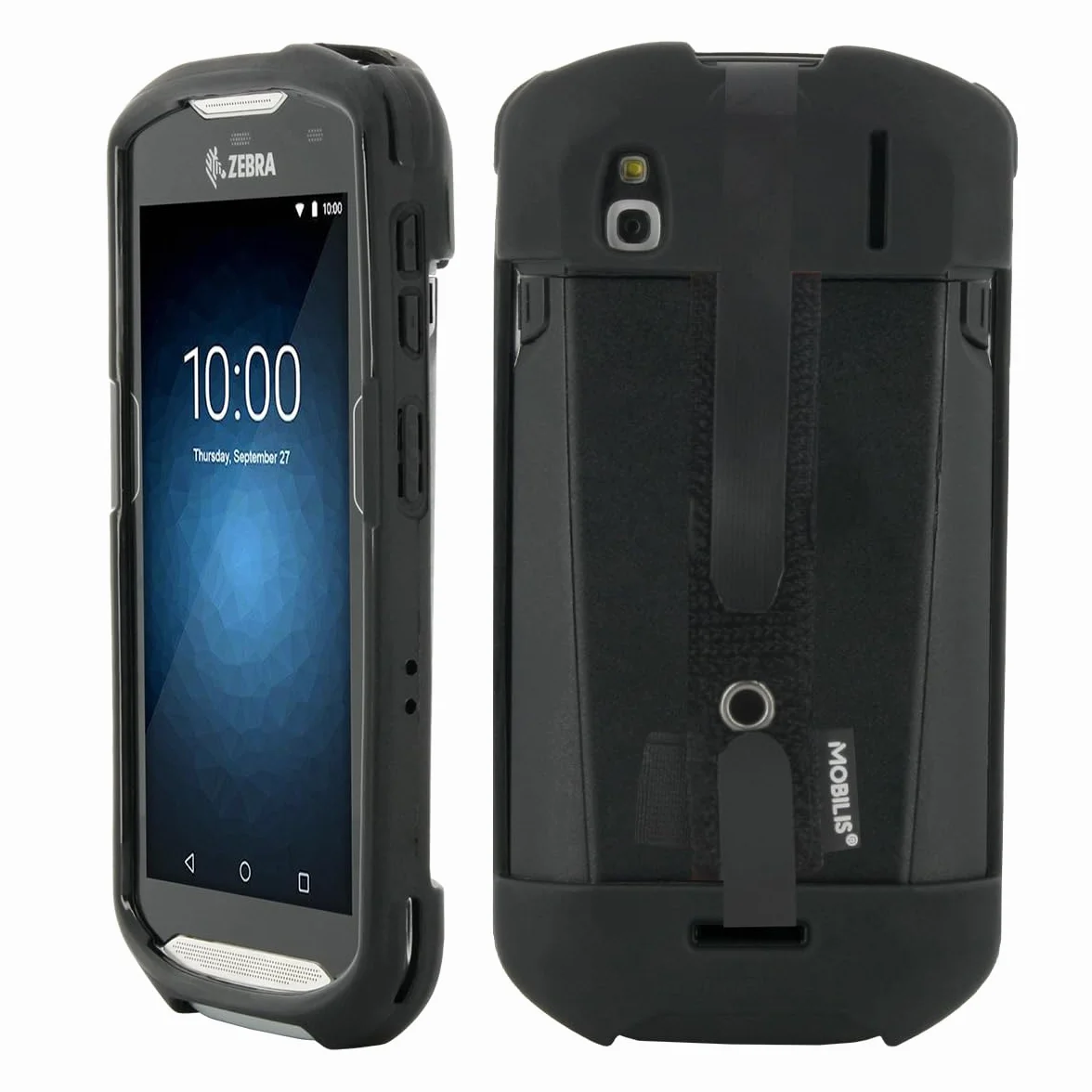 MOBILIS Guscio Protettivo per Zebra TC51 - TC52 - TC56 - TC57, Custodia Robusta per Computer Mobile con Fascia di presa e Supporto per Stilo, compatibile con la Stazione di Ricarica, Nero