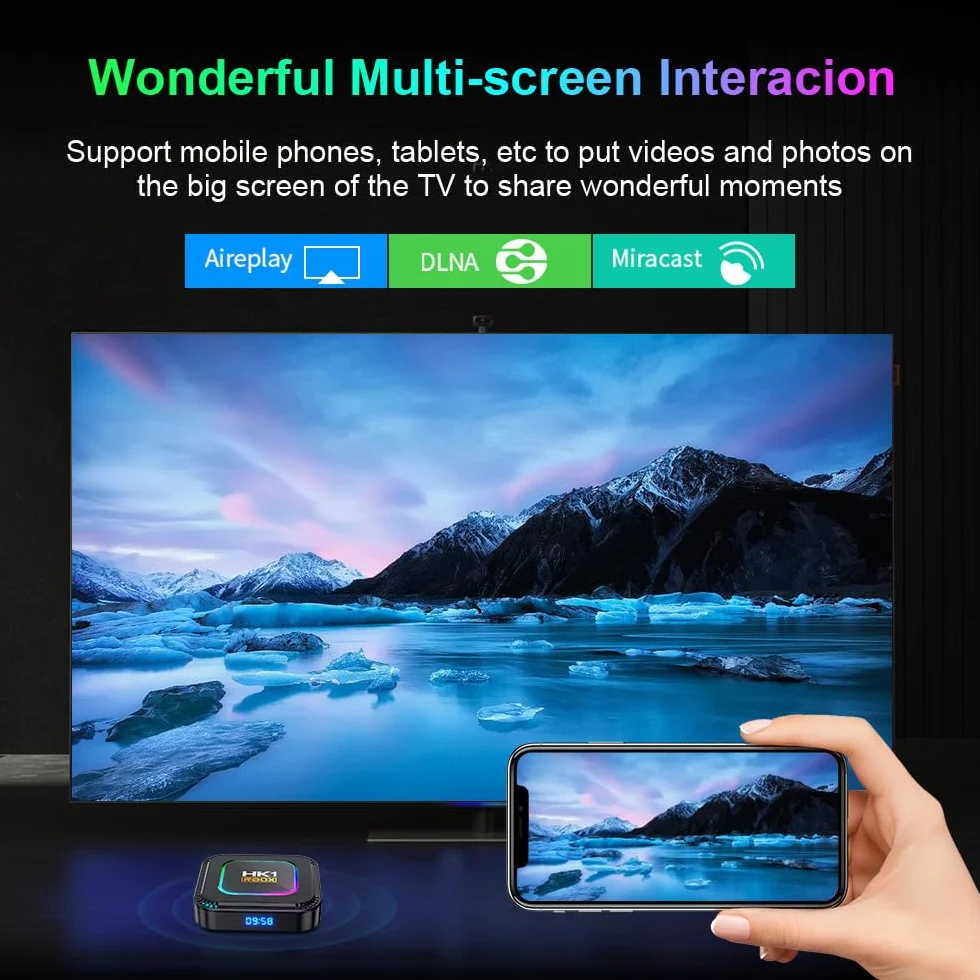 Hk1 Rbox K8 Android 13.0 Smart Box EMMC RK3528 CPU Arm Cortex-A53 Quattro Core 64 bit GPU Mali-G31 MP2 Uscita 4K, BT 5.0 2.4GHz/5GHz WiFi 100Mbps Accesso Internet LAN,4GB+32GB