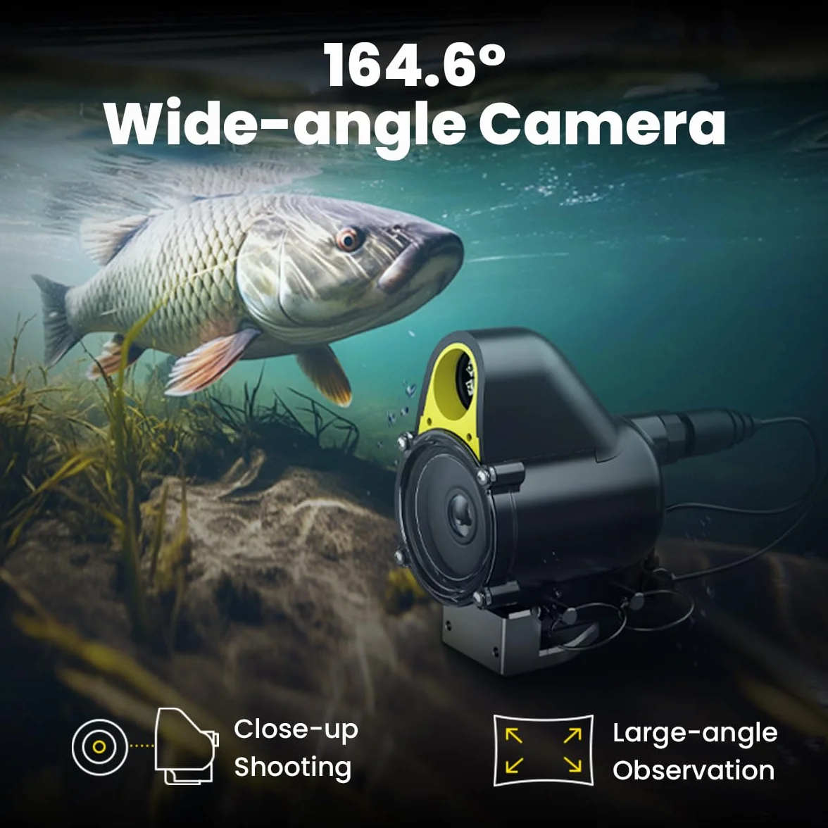 Chasing Canfish CF1 - Kit fotocamera per pesca subacquea, video portatile Full HD 1080p, controllo remoto tramite app, osservazione in tempo reale, fotocamera da pesca