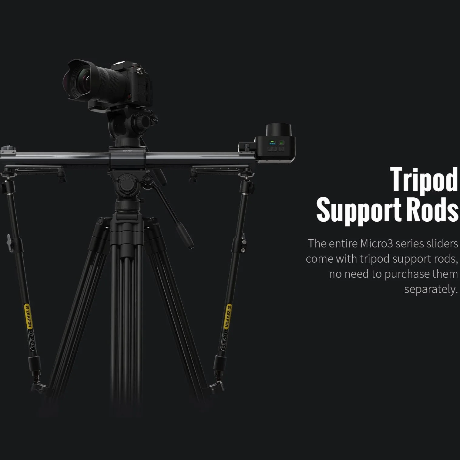 Zeapon Micro 3 E1000 - Slider motorizzato a doppia distanza, distanza di viaggio 107 cm, cursore DSLR con custodia per il trasporto, commutazione rapida del motore, carico utile 4,5-11,8 kg e design