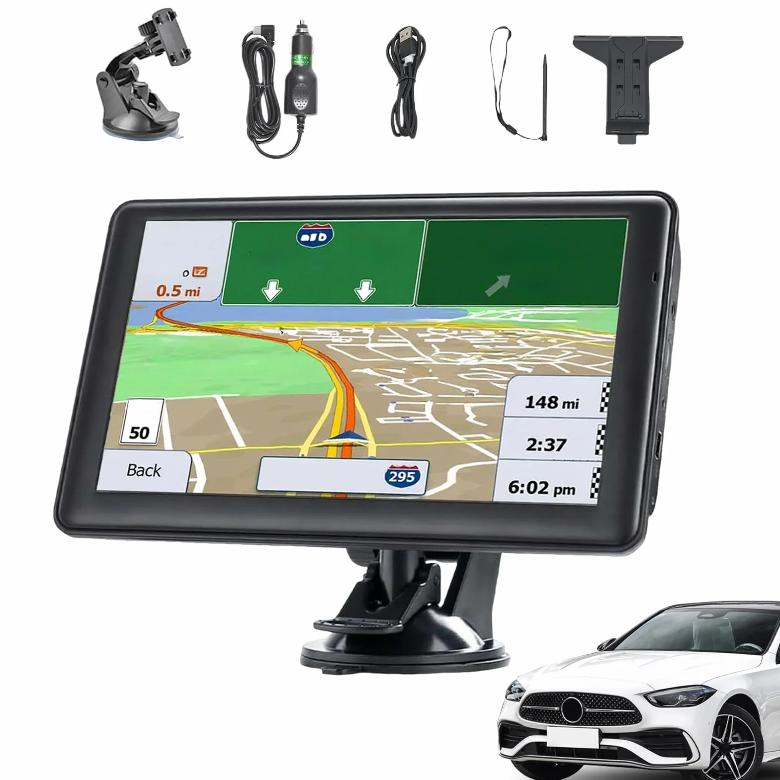 Navigatore GPS Auto, Navigatore Gps Con Display Da 18 Cm, Dispositivo Touchscreen Con Visualizzazione Mappe Per Viaggi Lunghi, Veicoli, Camion, Donne E Uomini