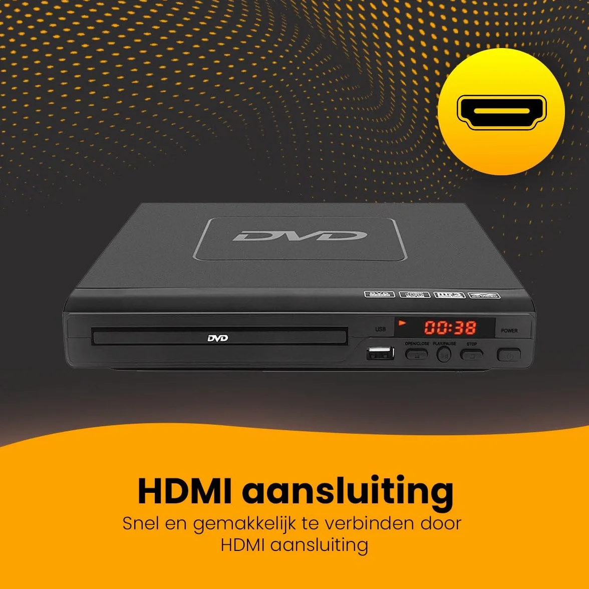 Lettore DVD nero con HDMI, cavo AV e telecomando – lettore multimediale Full HD 1080p, lettore multi-formato per DVD, CD, MP3 e MPEG4 – dispositivo USB plug & play – lettore DVD e CD portatile