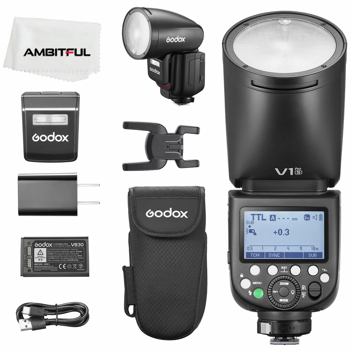 Godox V1Pro S Testa Rotonda Della Macchina Fotografica Flash 2.4G X Wireless HSS 76Ws E-TTL Li-ion Testa Rotonda Della Macchina Fotografica Speedlight Con Flash Esterno SU-1 per Sony