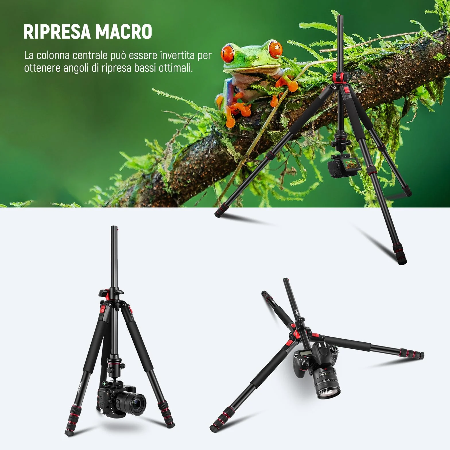 NEEWER 184cm Treppiede Monopiede per Fotocamera con Colonna Centrale e Testa a Sfera in Alluminio, Piastra QR Tipo Arca, Borsa, Treppiede Braccio Orizzontale per Fotocamera DSLR, Videocamera, Max 33lb