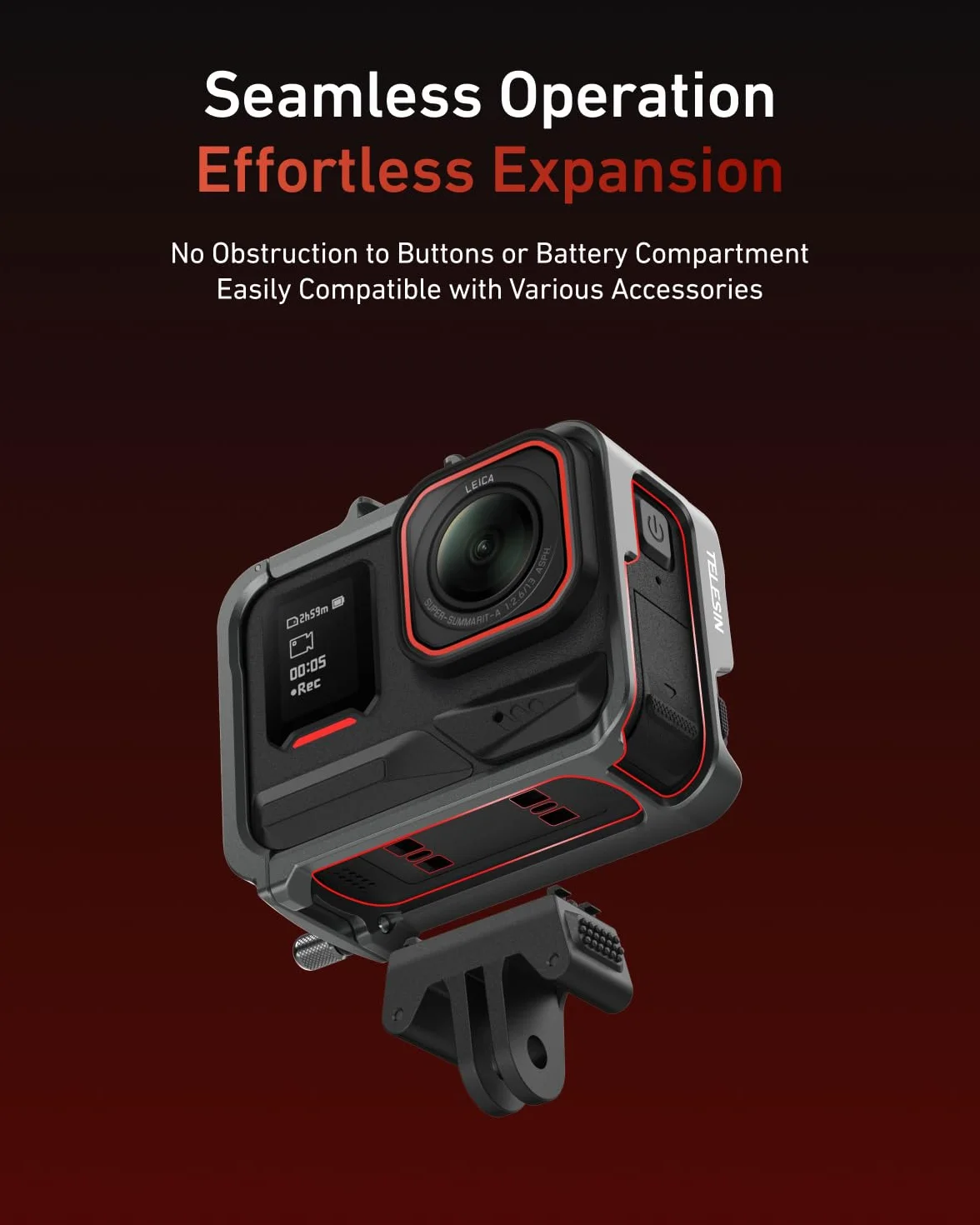 TELESIN Custodia protettiva in lega di alluminio per Insta 360 Ace Pro2/Ace Pro/Ace, custodia protettiva in metallo a sgancio rapido con vite da 1/4 di pollice e slitta per accessori
