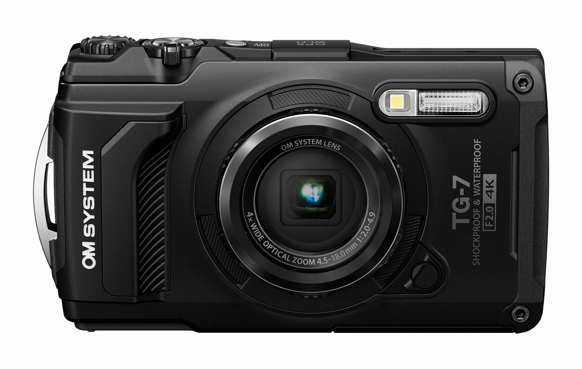 OM System Tough TG-7 - Telecamera subacquea nera, impermeabile, antigelo, alta risoluzione luminosa, video 4K, riprese macro 44x