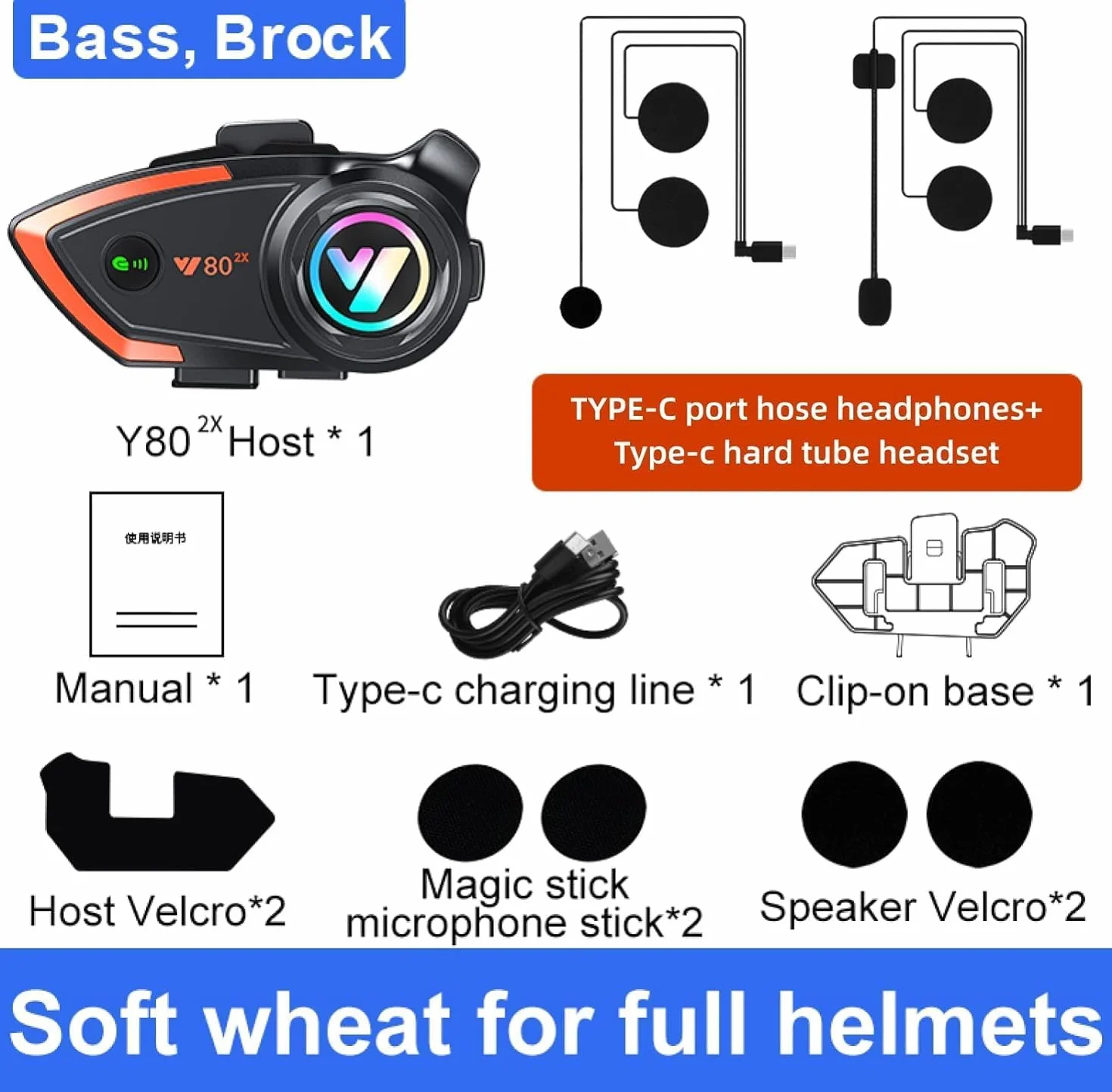 Cuffie Bluetooth per moto, 500 m, 2 Riders Bluetooth Helmet Intercom con altoparlanti CVC Noise Sound Quality Speakers Communication Systems Motorcycle Riding/Snowmobile/Cycling/Sports (2 pezzi)