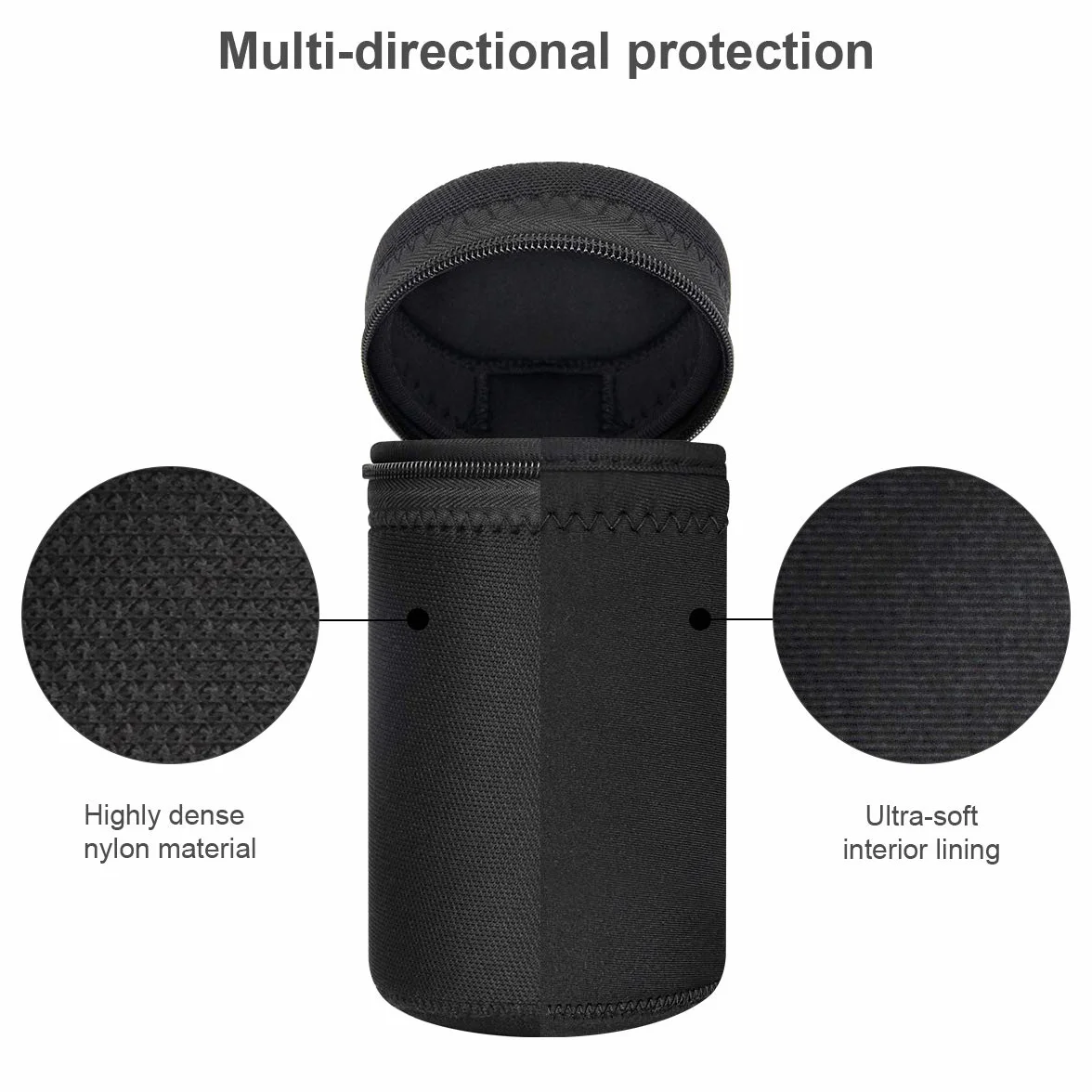 Arvok Sacchetti Lenti, 4 Custodia per Obiettivo Set per Proteggere Lenti DSLR, Neoprene con Morbida Spessore in Peluche per Nikon, Tamron, Sigma, Pentax, Sony(Piccola, Media, Grande e XL) (Nero)