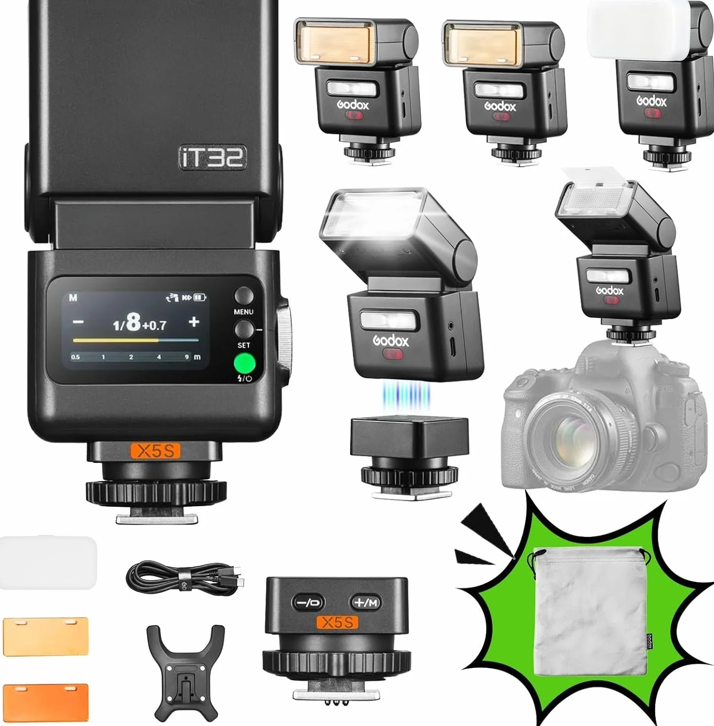 Godox iT32 TTL Flash X5-S Wireless Trigger 2.4GHz HSS 1/8000s for Sony Camera