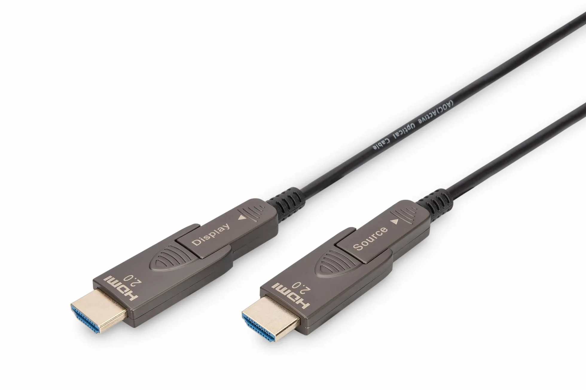 DIGITUS Cavo HDMI in fibra ottica – 10 m – UHD 4k 60 Hz 1080p 120 Hz – HDMI 2.0 – connettori rimovibili – 18 Gbps – ARC, HDR, HDCP 2.2, CEC – cavo ibrido AOC – contatti placcati in oro – nero
