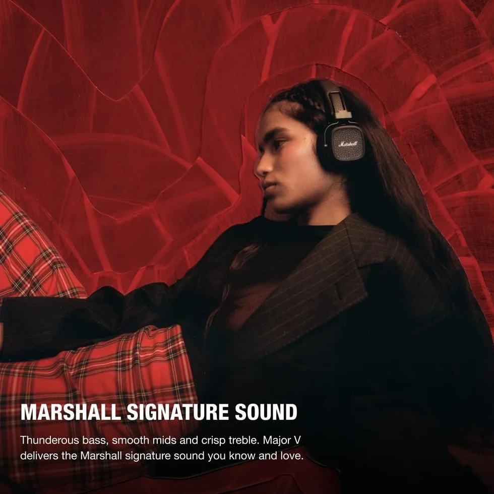 Marshall Major V Cuffie Wireless Bluetooth 100 Ore Riproduzione Nero