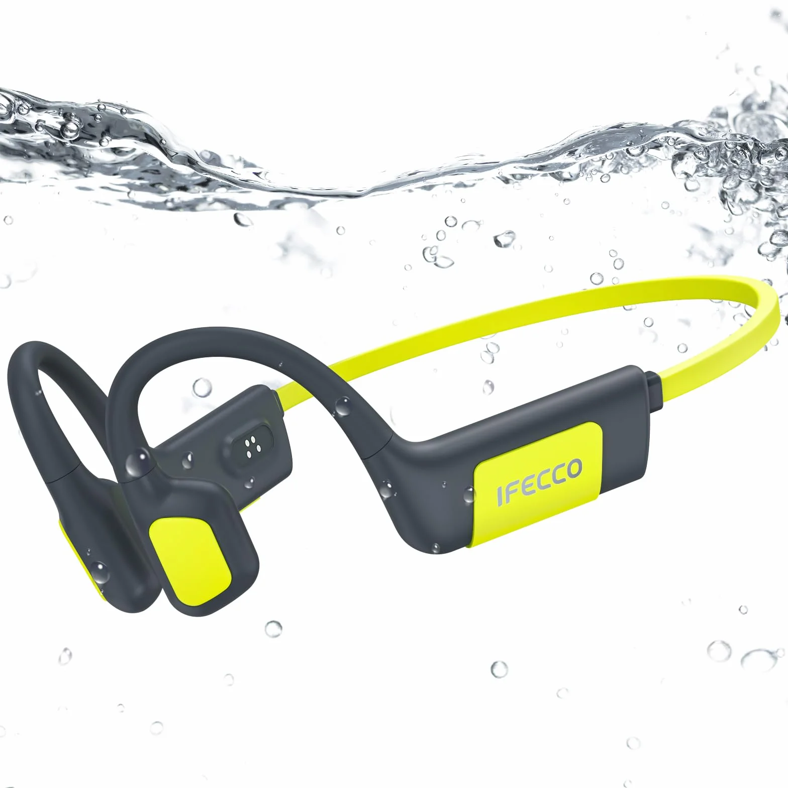 IFECCO Cuffie Conduzione Ossea Nuoto, IP68 Impermeabili Auricolari Piscina Nuoto Bluetooth 5.4, Cuffie Subacquee con Lettore MP3 da 32G, Wireless Auricolari per Nuoto, Surf, Corsa, Ciclismo