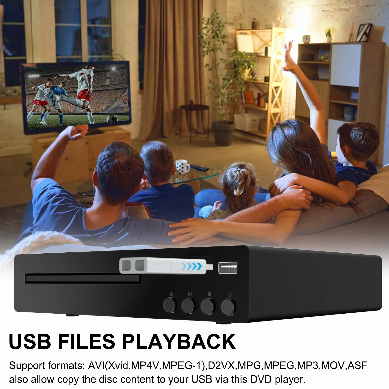 Lettore DVD Compatto Full HD 1080P per TV - Supporto NTSC/PAL, Region-Free, Connessione HDMI/RCA/USB - Compatibile con Smart TV e Sound System