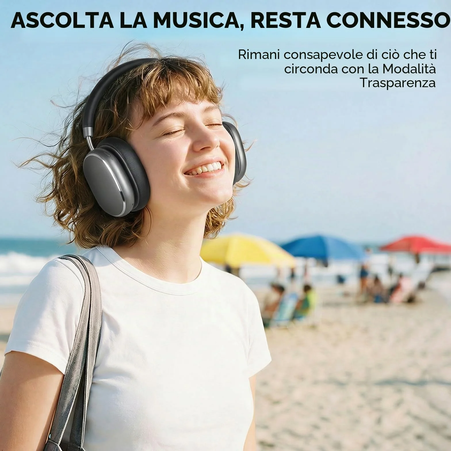 NC95 Cuffie Wireless Over-Ear Bluetooth 6.0, Cancellazione Attiva del Rumore,Controllo a Manopola, 120 Ore di Riproduzione,Controllo Tramite App,Vestibilità Comoda