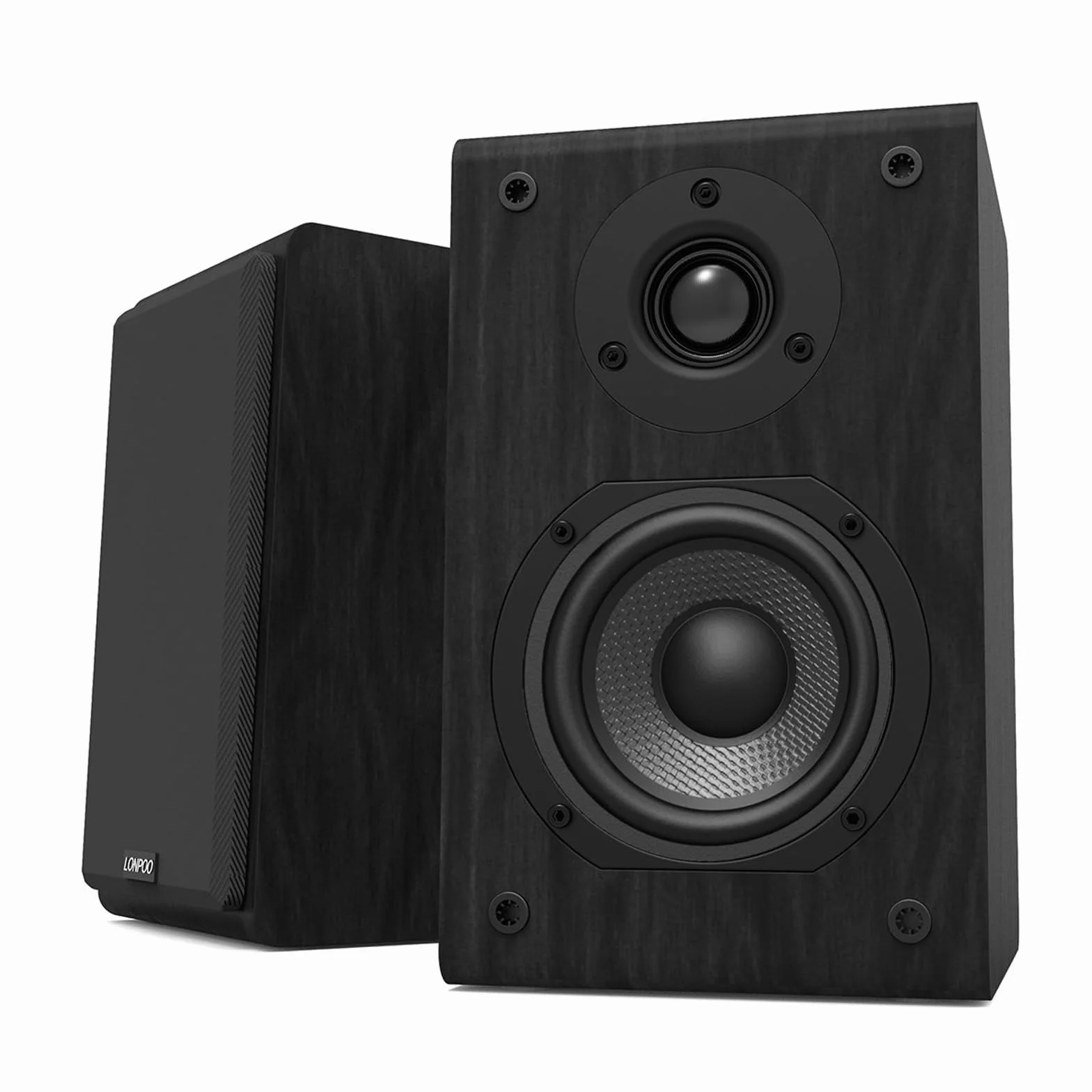 LONPOO LP-42 Coppia Diffusori da Scaffale Passivo - Hi-Fi Legno Altoparlante 75W RMS, Tweeter 1" & Woofer 4" in fibra di carbonio, 4-8 Ohm