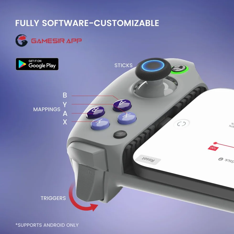 GameSir G8 Galileo Controller Mobile per Android e iPhone Serie 15 (USB-C) - Joystick e Trigger Effetto Hall, Jack Audio 3.5mm - Gioca a Xbox, PlayStation e Diablo Immortal