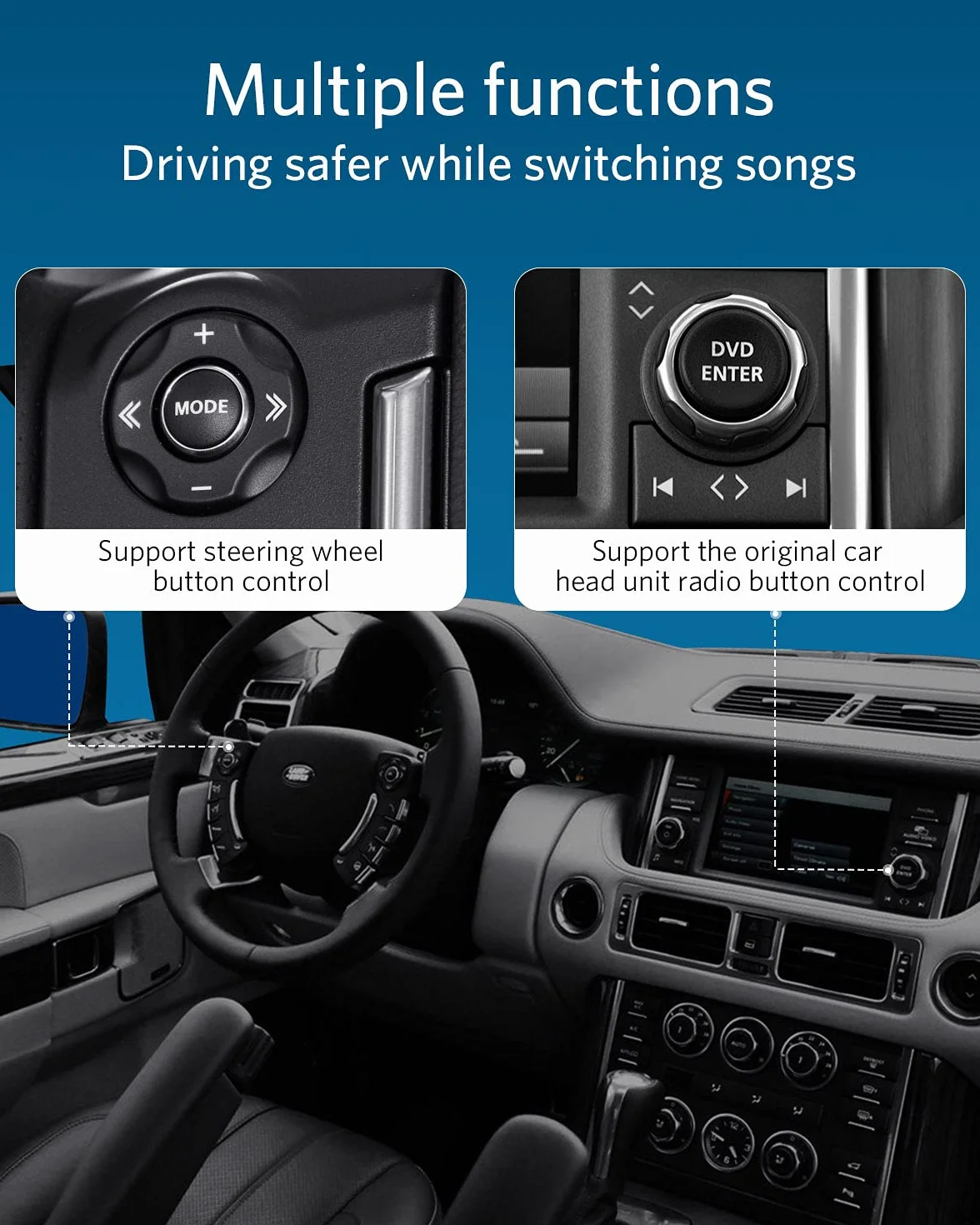 Airdual Bluetooth Adaptateur pour Land Rover, Range Rover, Interface musicale Jaguar 30 broches Compatible avec iPhone
