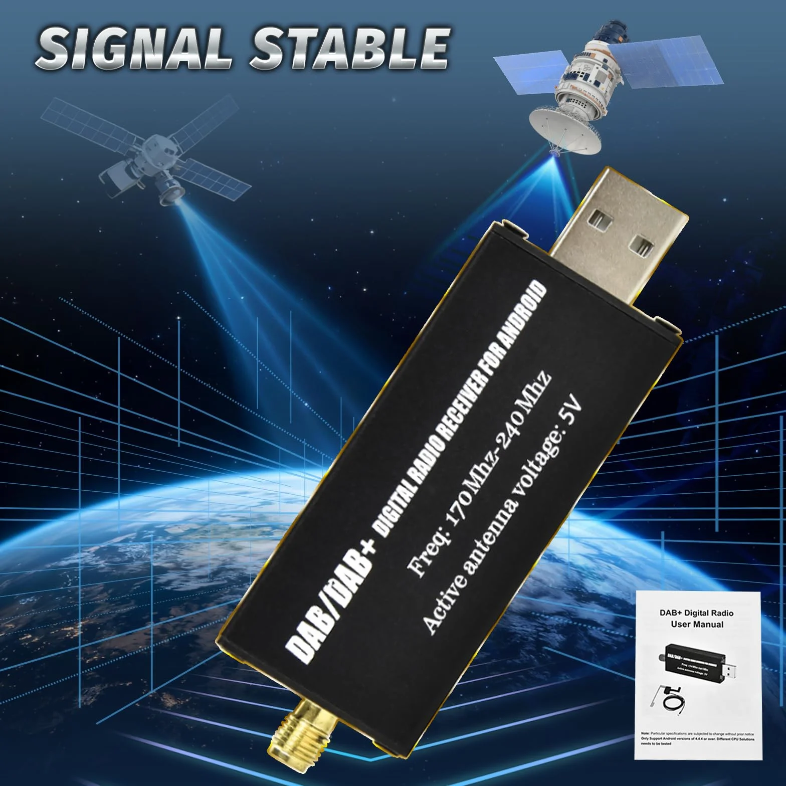 DAB Adattatore per Autoradio Android, Ricevitore Digitale DAB+ USB con Antenna Universale, Tuner Box con App, Facile Installazione Plug and Play